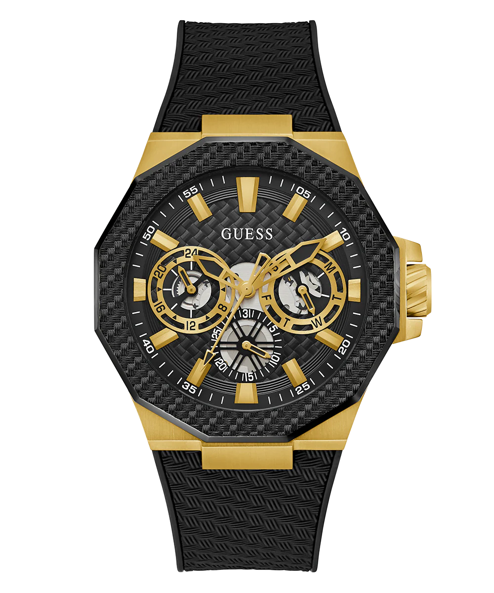 GUESS Mens Black Gold Tone Multi-function Watch - Image 3