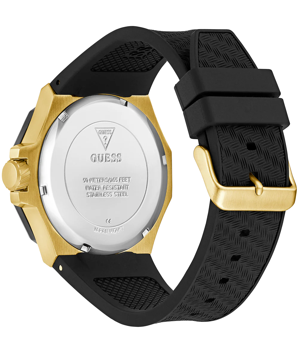 GUESS Mens Black Gold Tone Multi-function Watch - Image 4