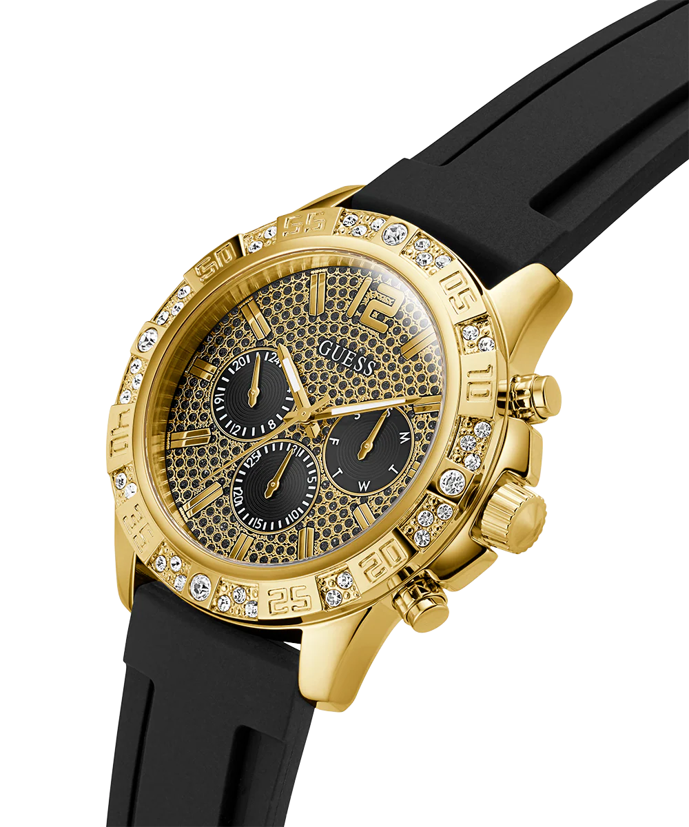 GUESS Mens Black Gold Tone Multi-function Watch - Image 2