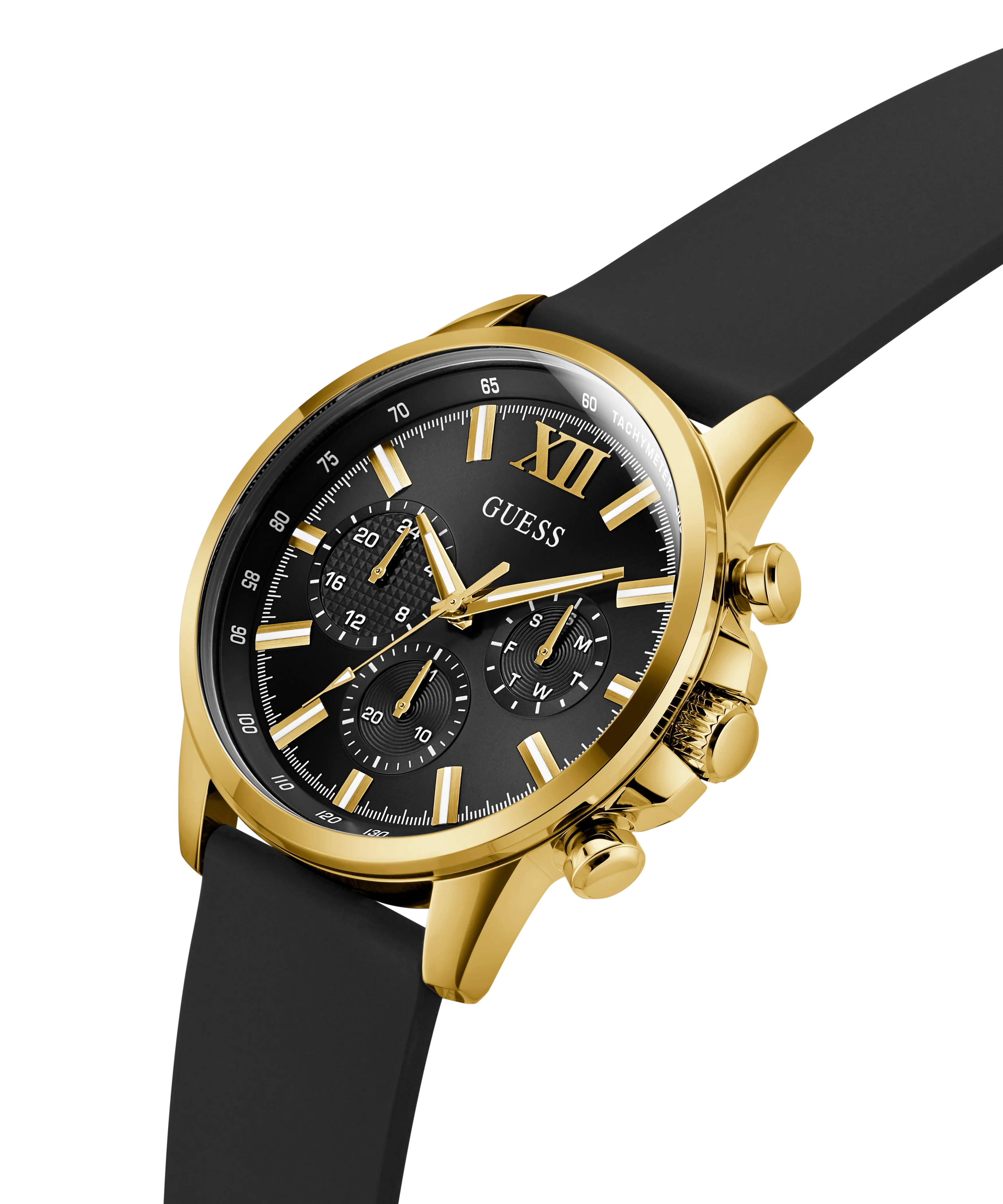 GUESS Mens Black Gold Tone Multi-function Watch - Image 2