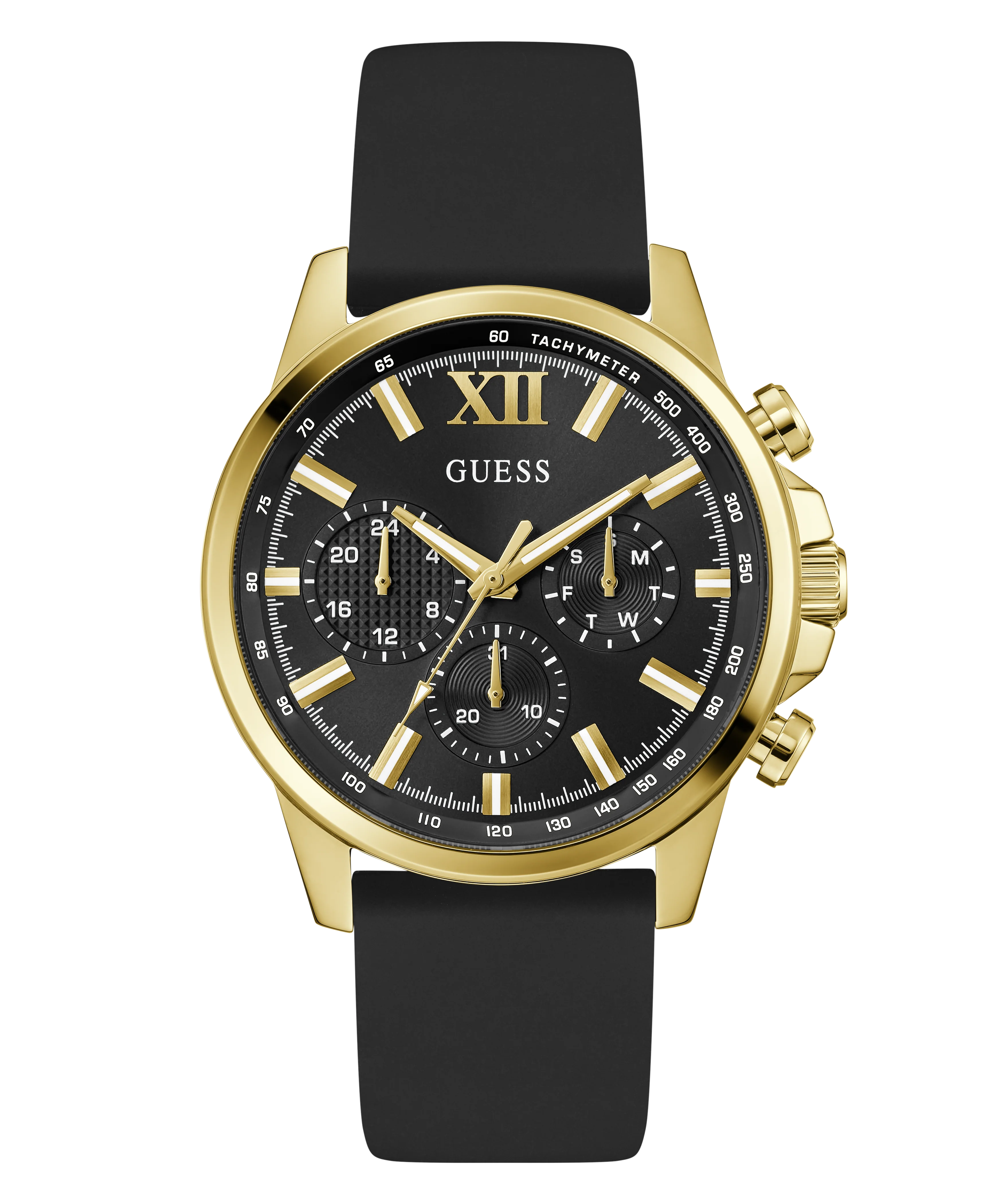 GUESS Mens Black Gold Tone Multi-function Watch - Image 5