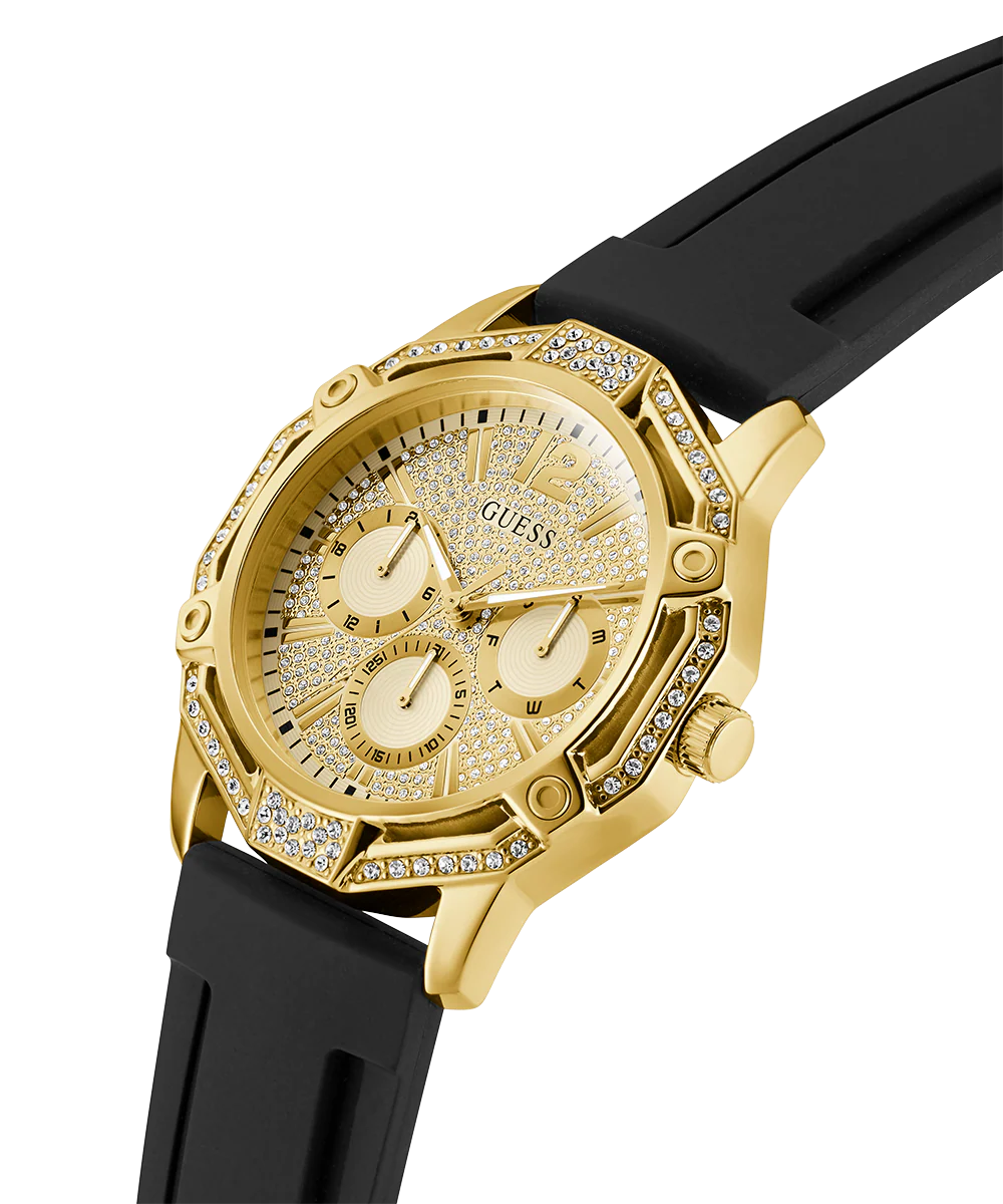 GUESS Mens Black Gold Tone Multi-function Watch - Image 2