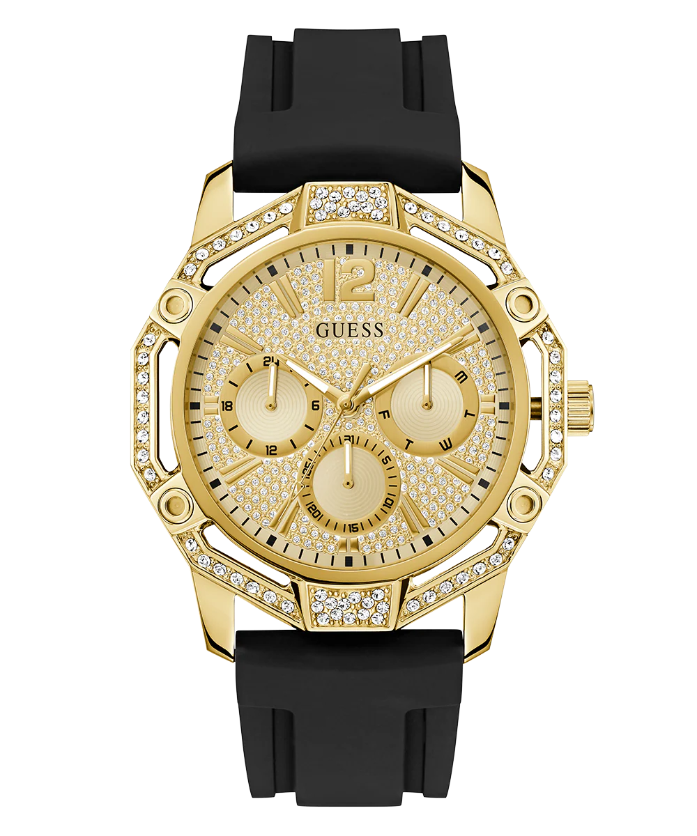 GUESS Mens Black Gold Tone Multi-function Watch - Image 4