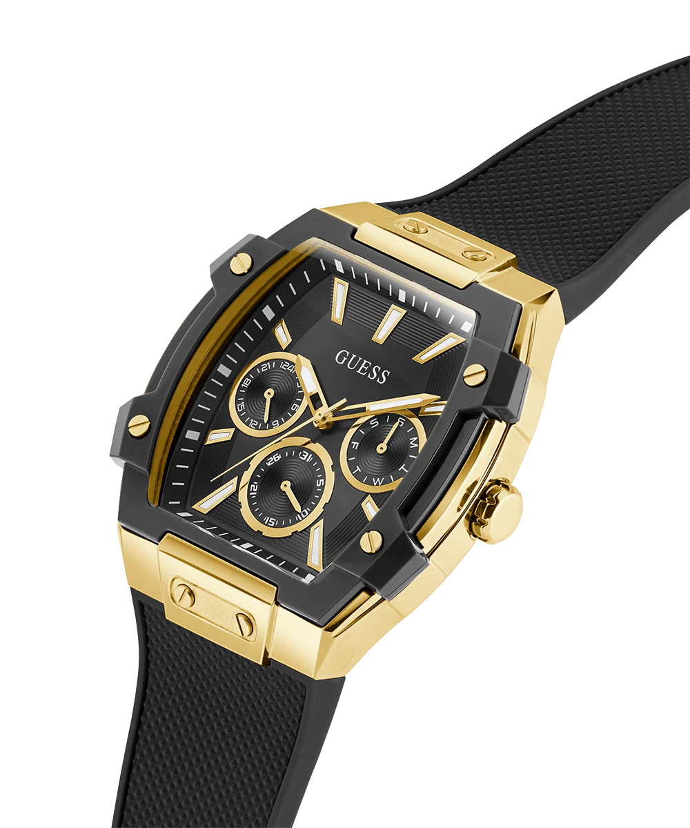 GUESS Mens Black Gold Tone Multi-function Watch - Image 3