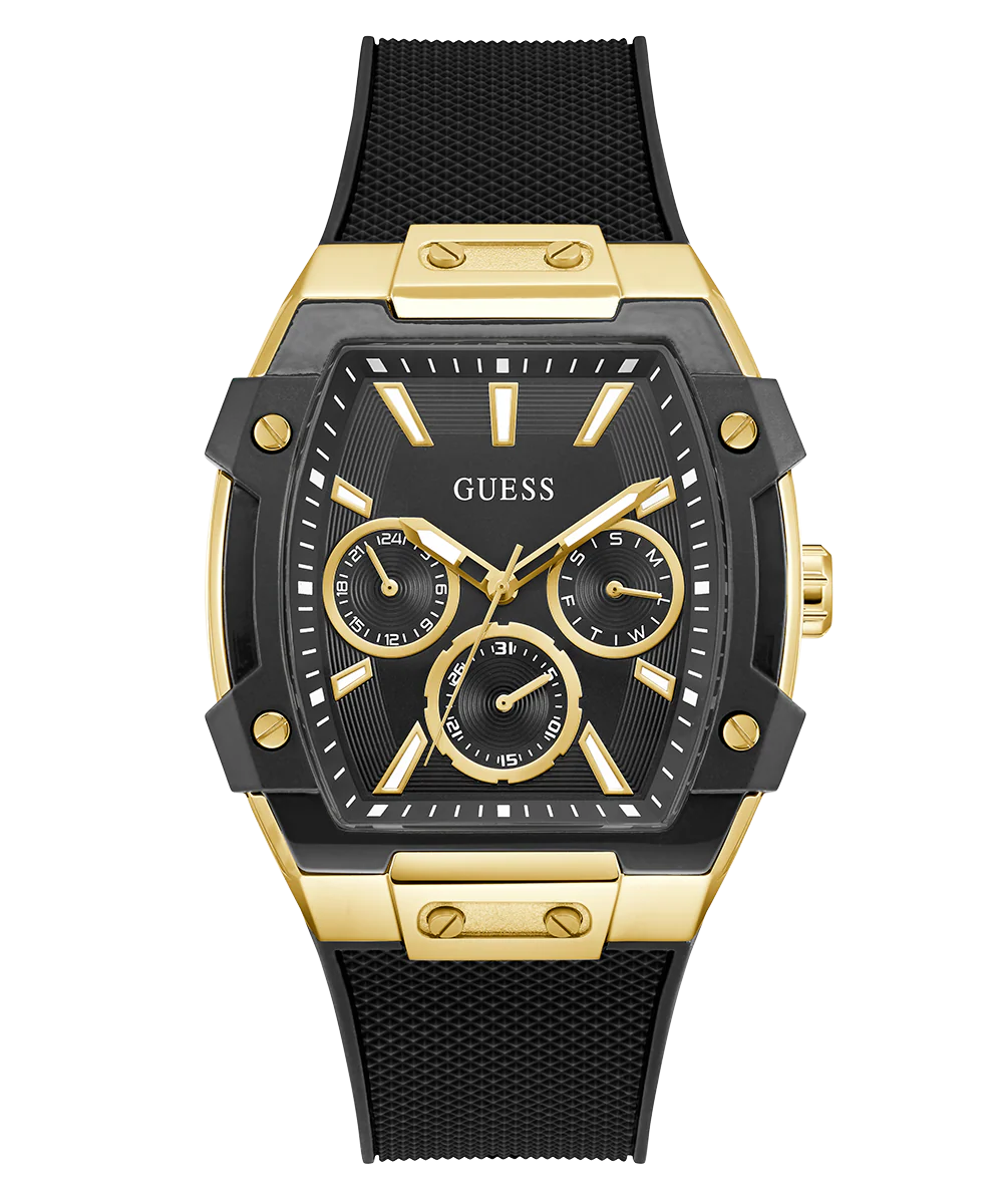 GUESS Mens Black Gold Tone Multi-function Watch - Image 4