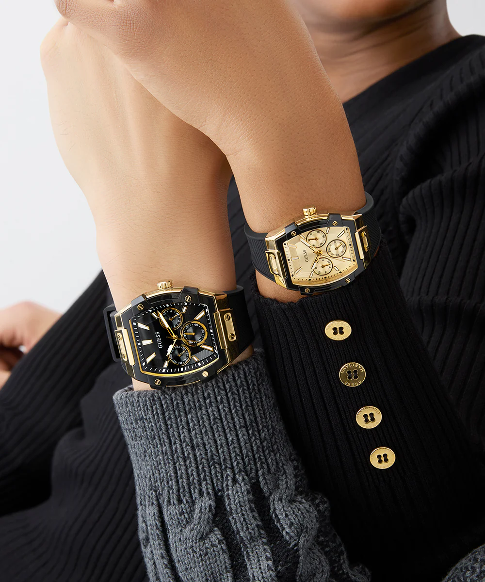 GUESS Mens Black Gold Tone Multi-function Watch - Image 7