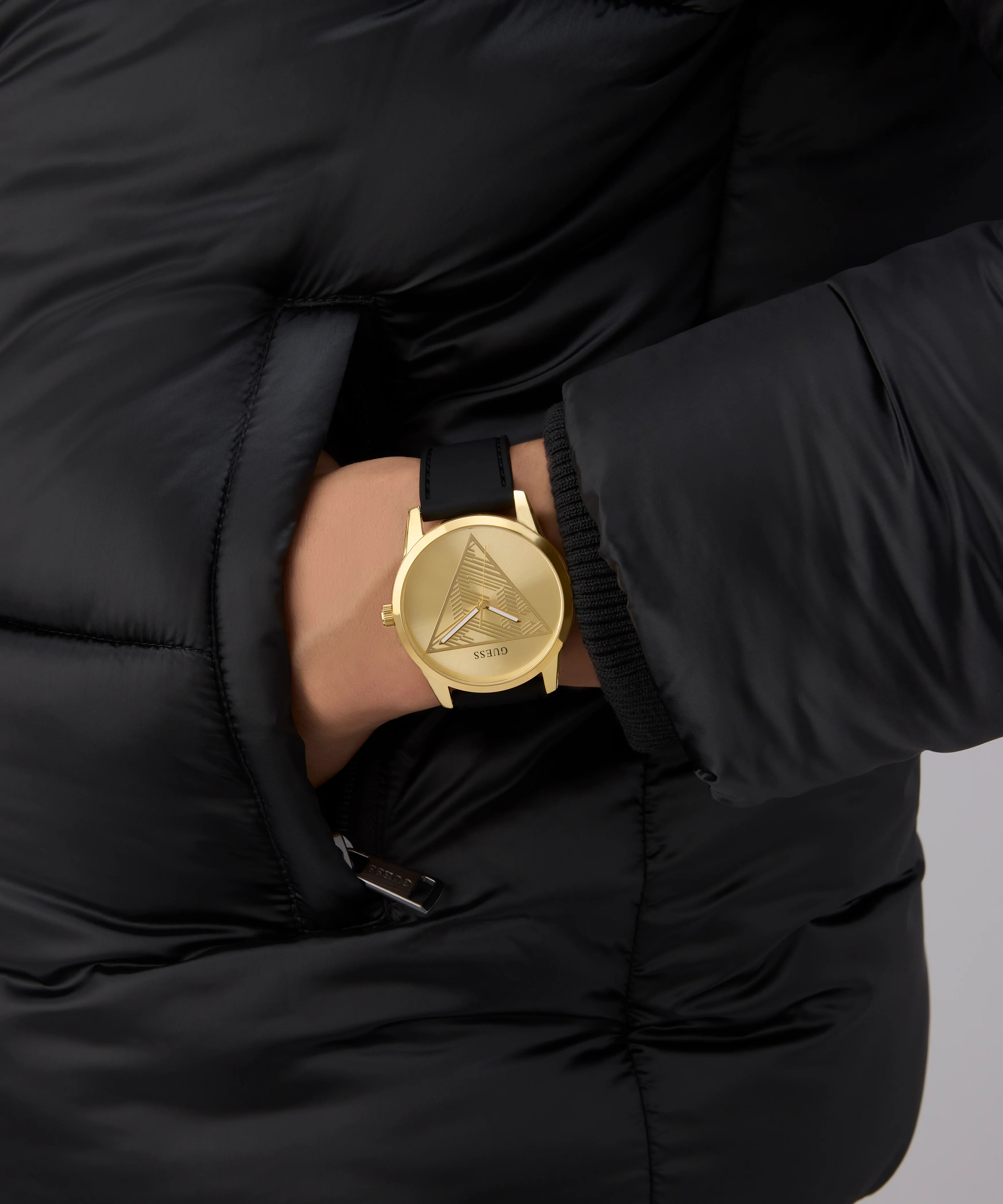 GUESS Mens Black Gold Tone Multi-function Watch - Image 4