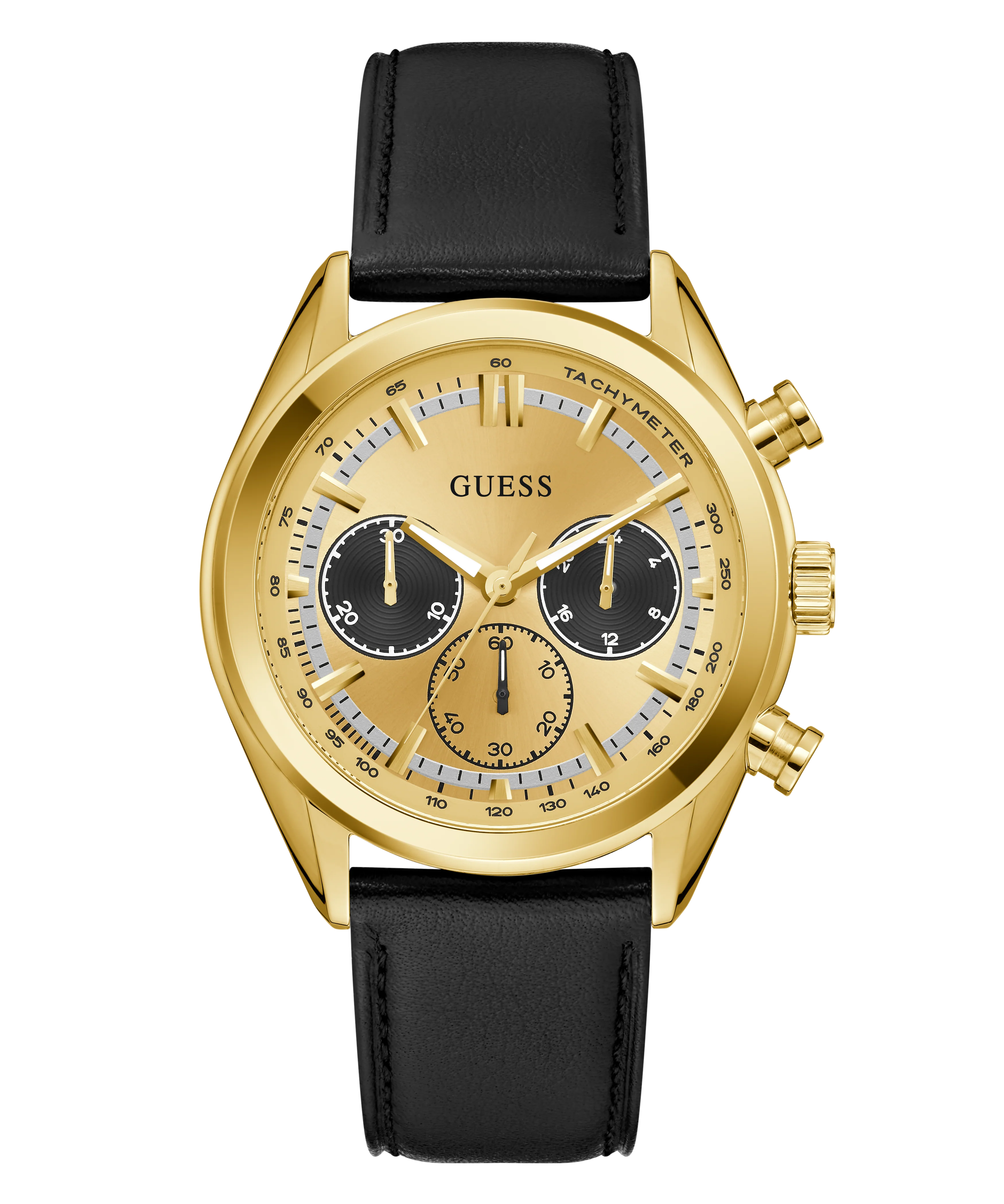 GUESS Mens Black Gold Tone Multi-function Watch - Image 3