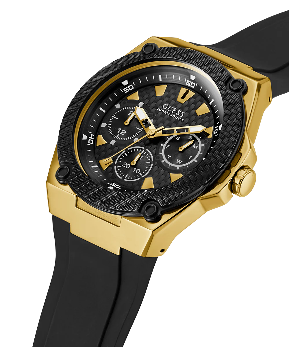 GUESS Mens Black Gold Tone Multi-function Watch - Image 3