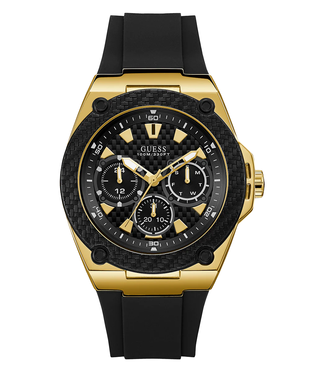GUESS Mens Black Gold Tone Multi-function Watch - Image 5