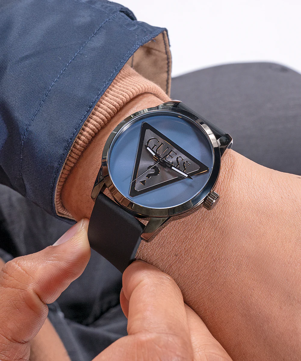 GUESS Mens Black Gunmetal Analog Watch - Image 4