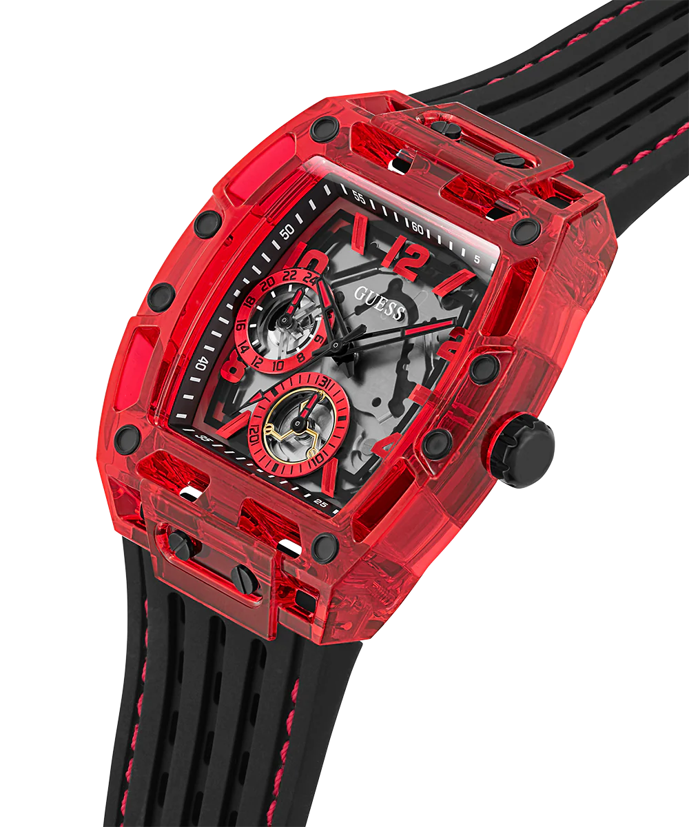 GUESS Mens Black Red Multi-function Watch - Image 2