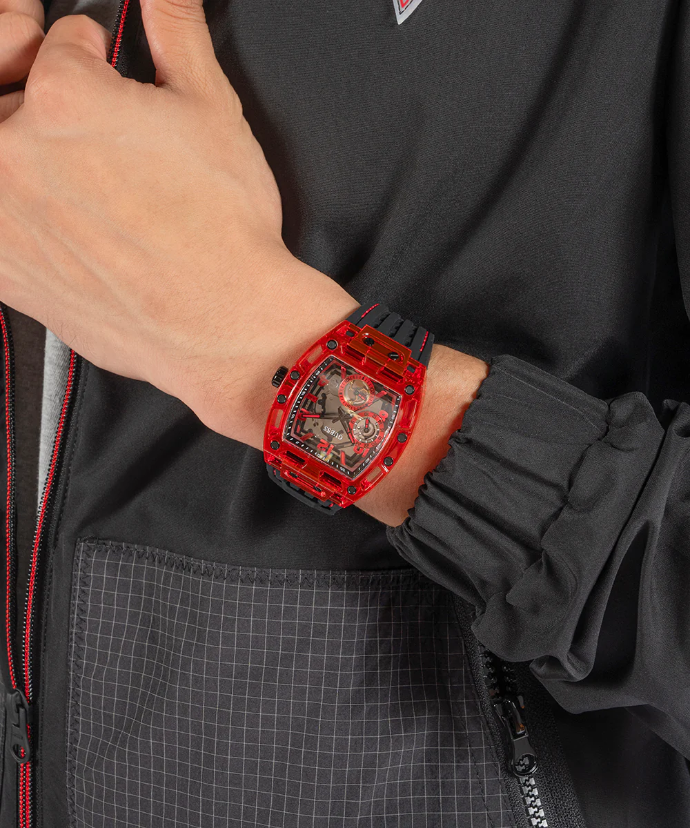 GUESS Mens Black Red Multi-function Watch - Image 3