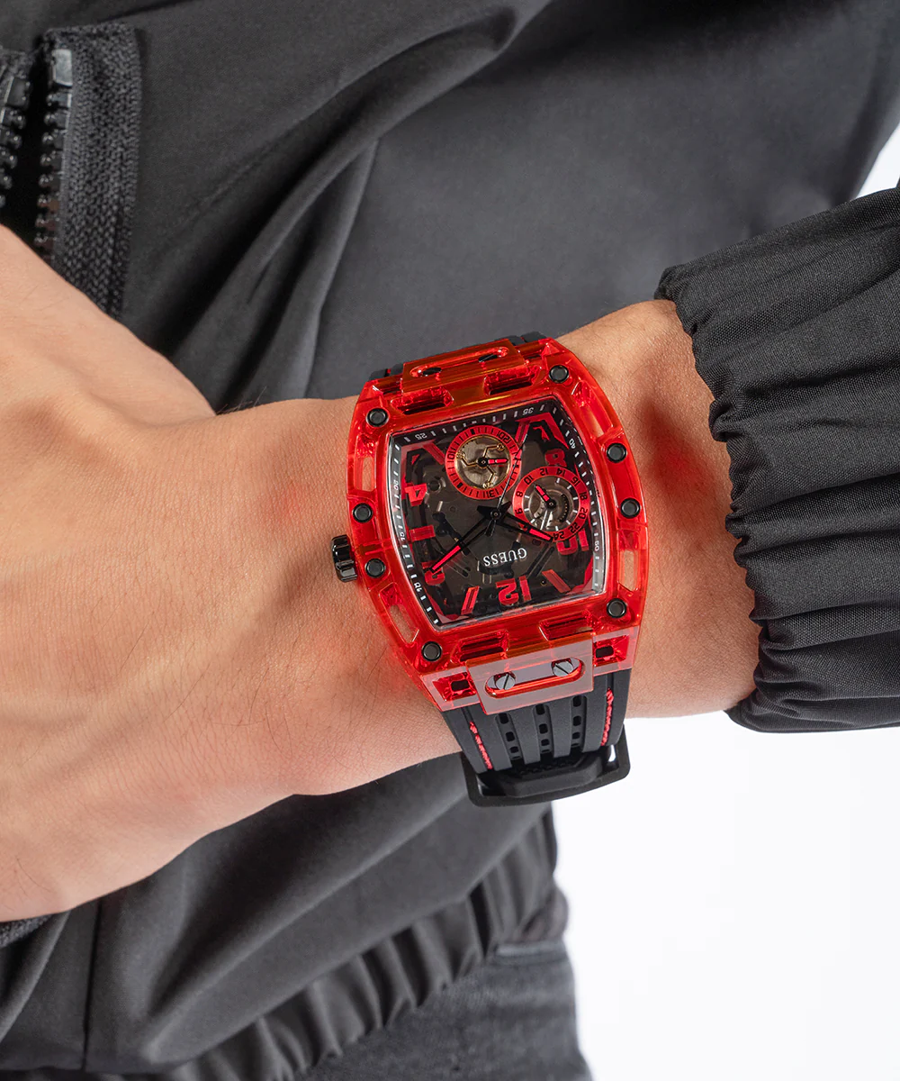 GUESS Mens Black Red Multi-function Watch - Image 7