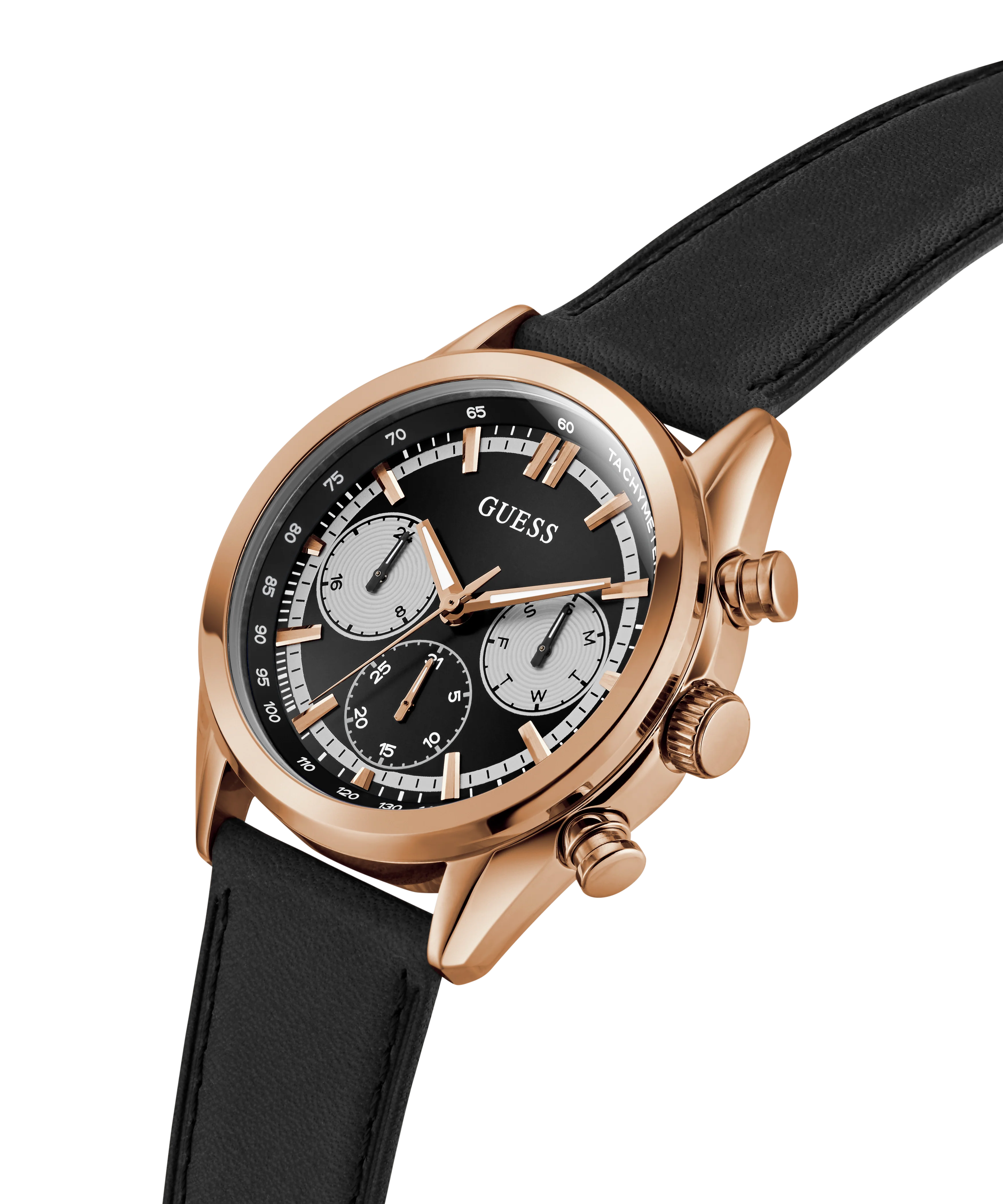 GUESS Mens Black Rose Gold Tone Multi-function Watch - Image 3