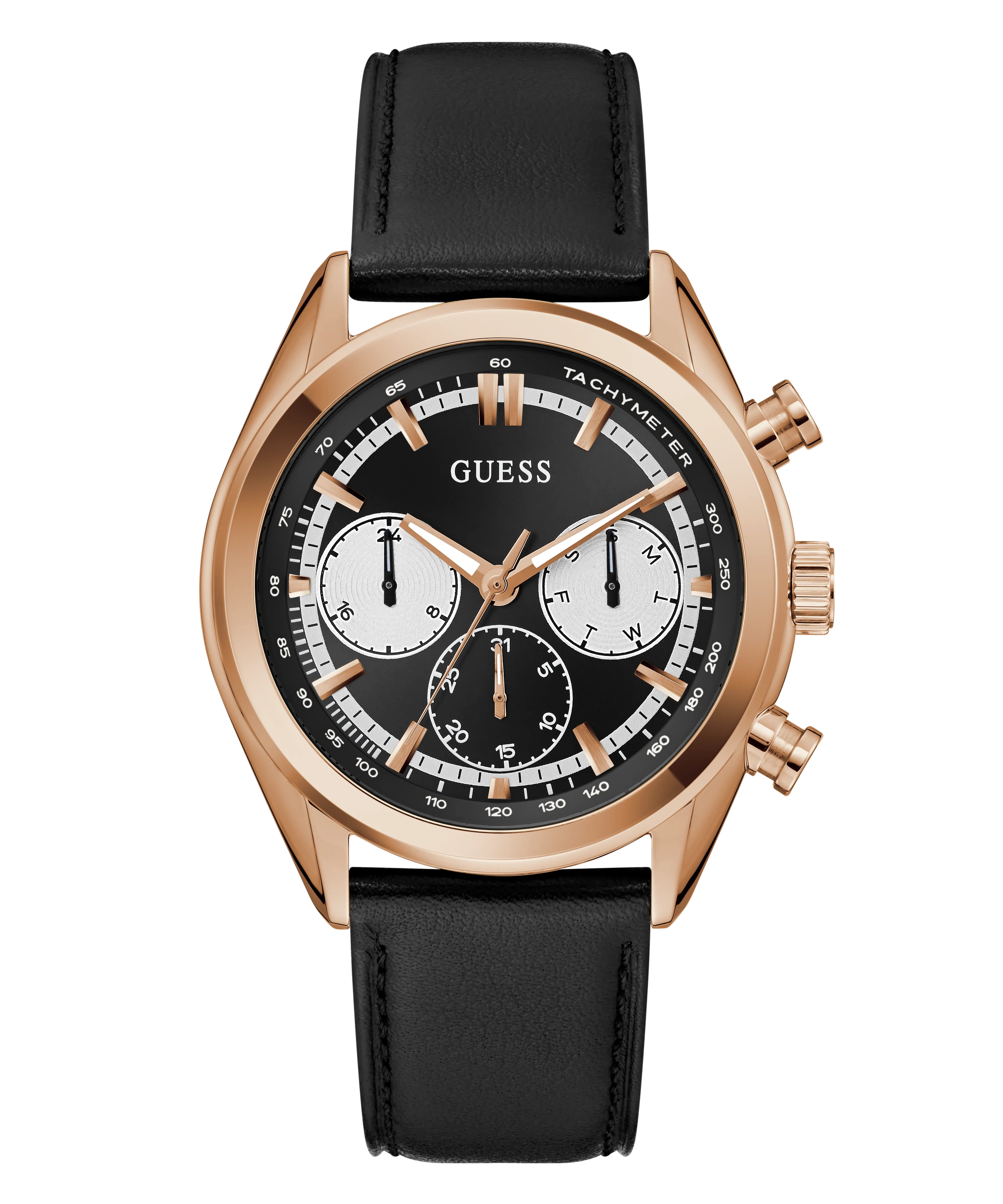 GUESS Mens Black Rose Gold Tone Multi-function Watch - Image 5