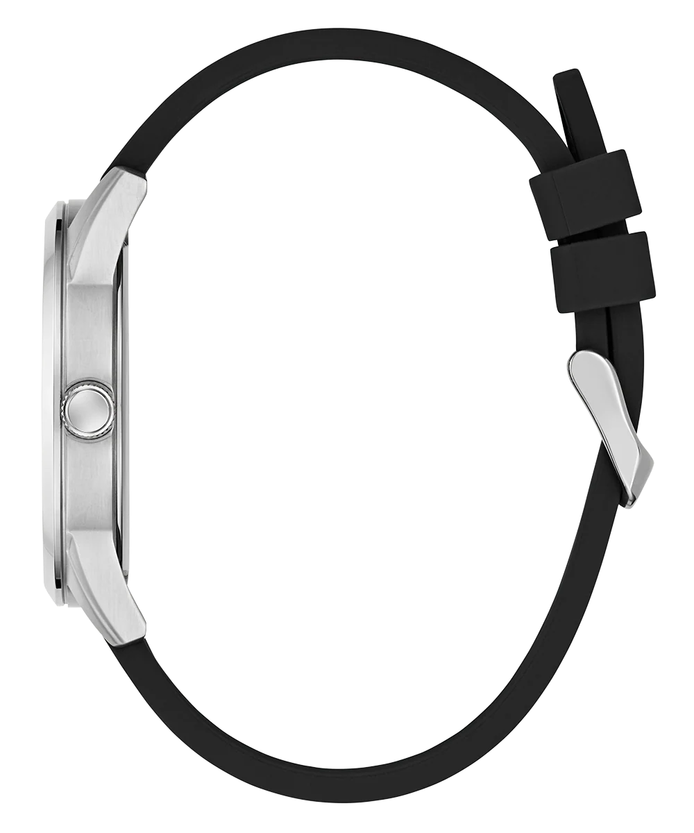 GUESS Mens Black Silver Tone Analog Watch - Image 7
