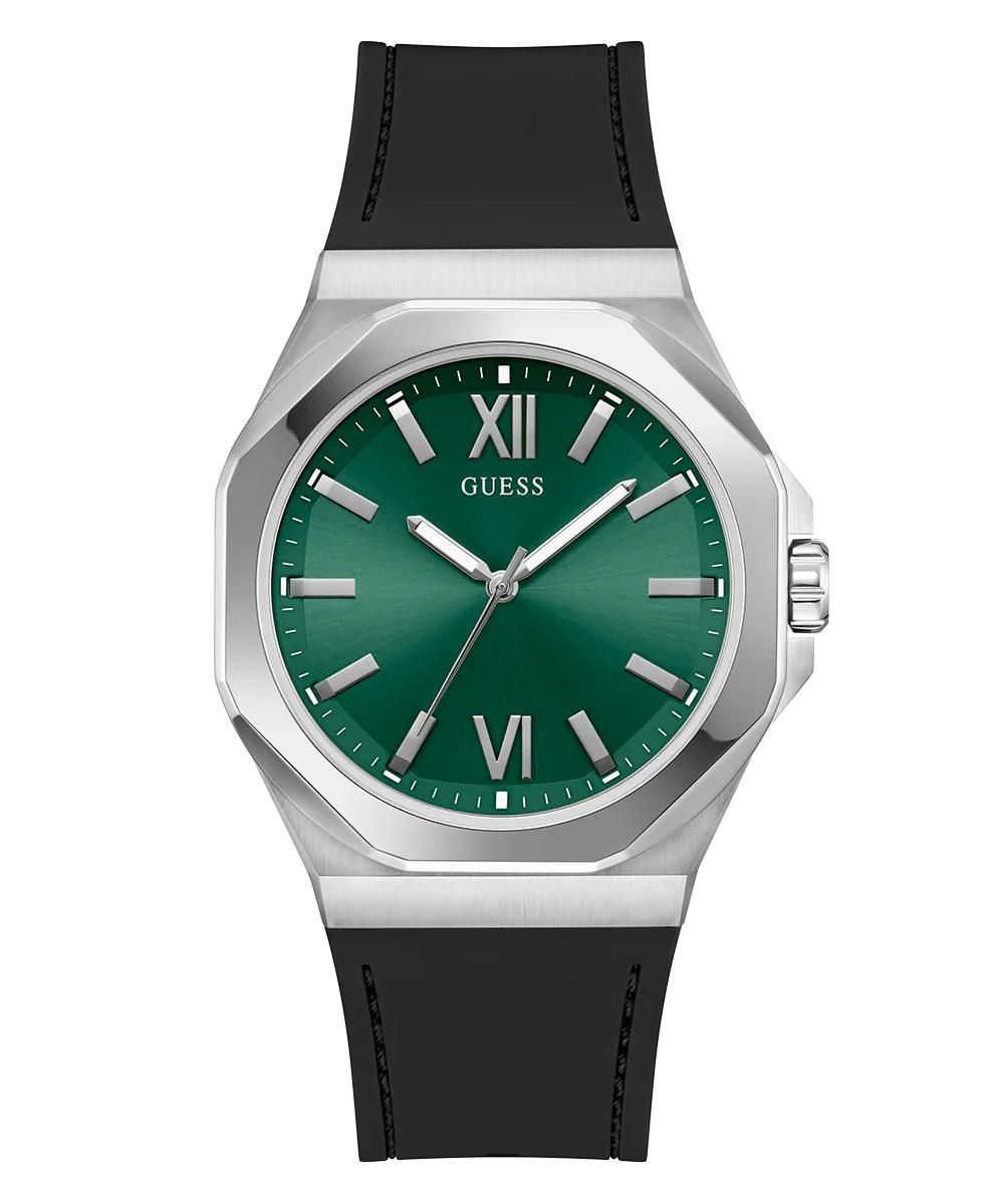 GUESS Mens Black Silver Tone Analog Watch - Image 4