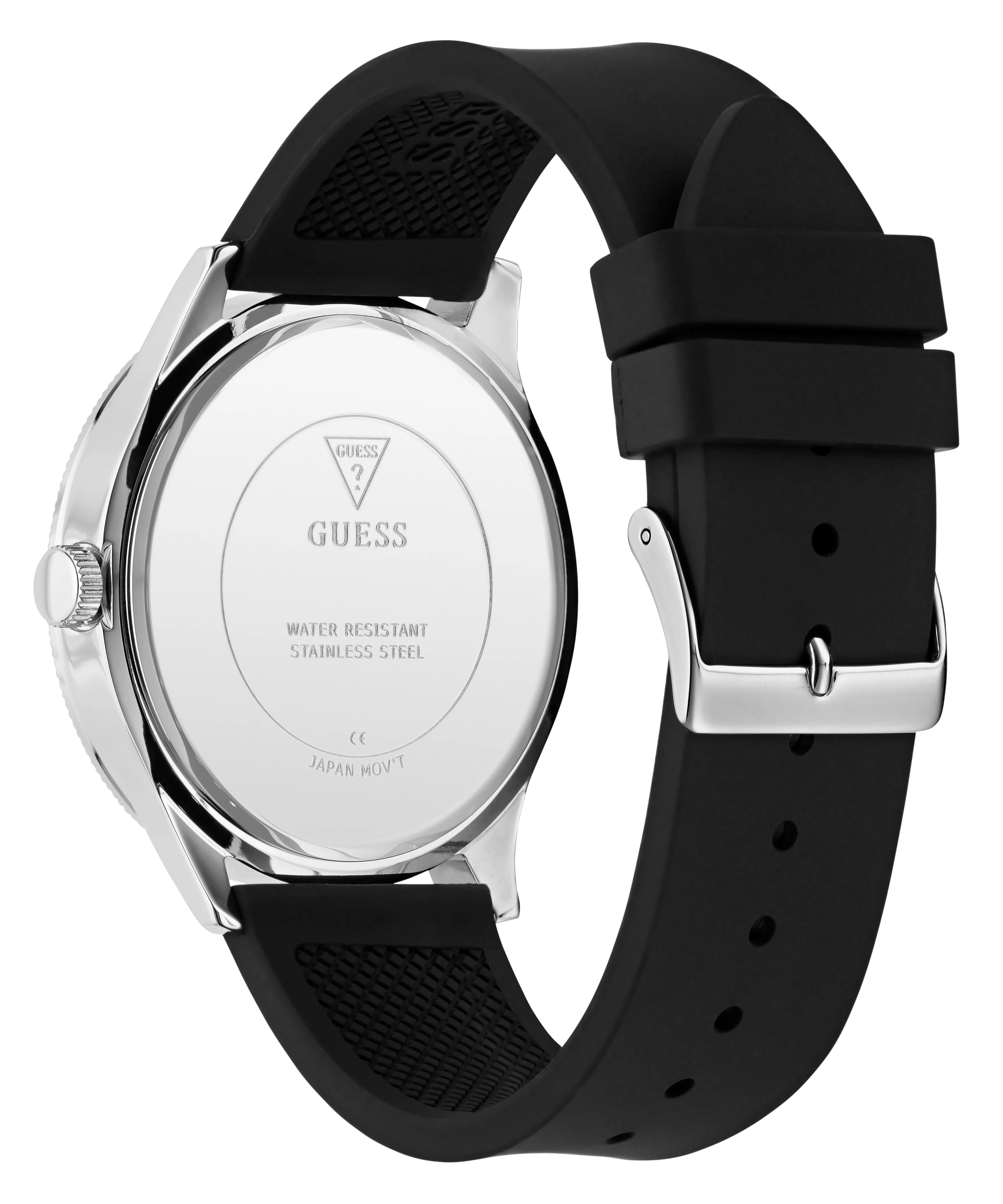 GUESS Mens Black Silver Tone Analog Watch - Image 7