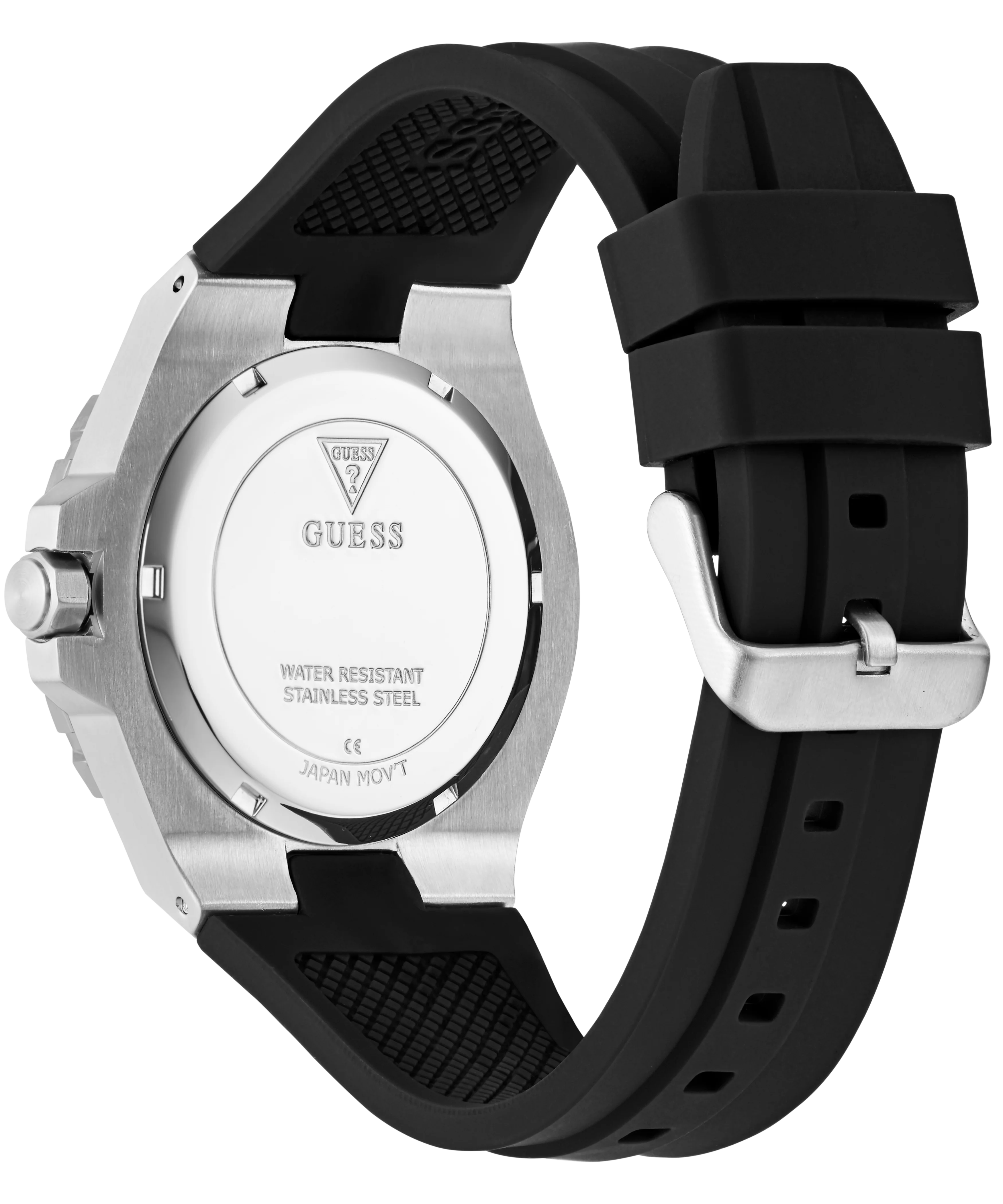 GUESS Mens Black Silver Tone Analog Watch - Image 6