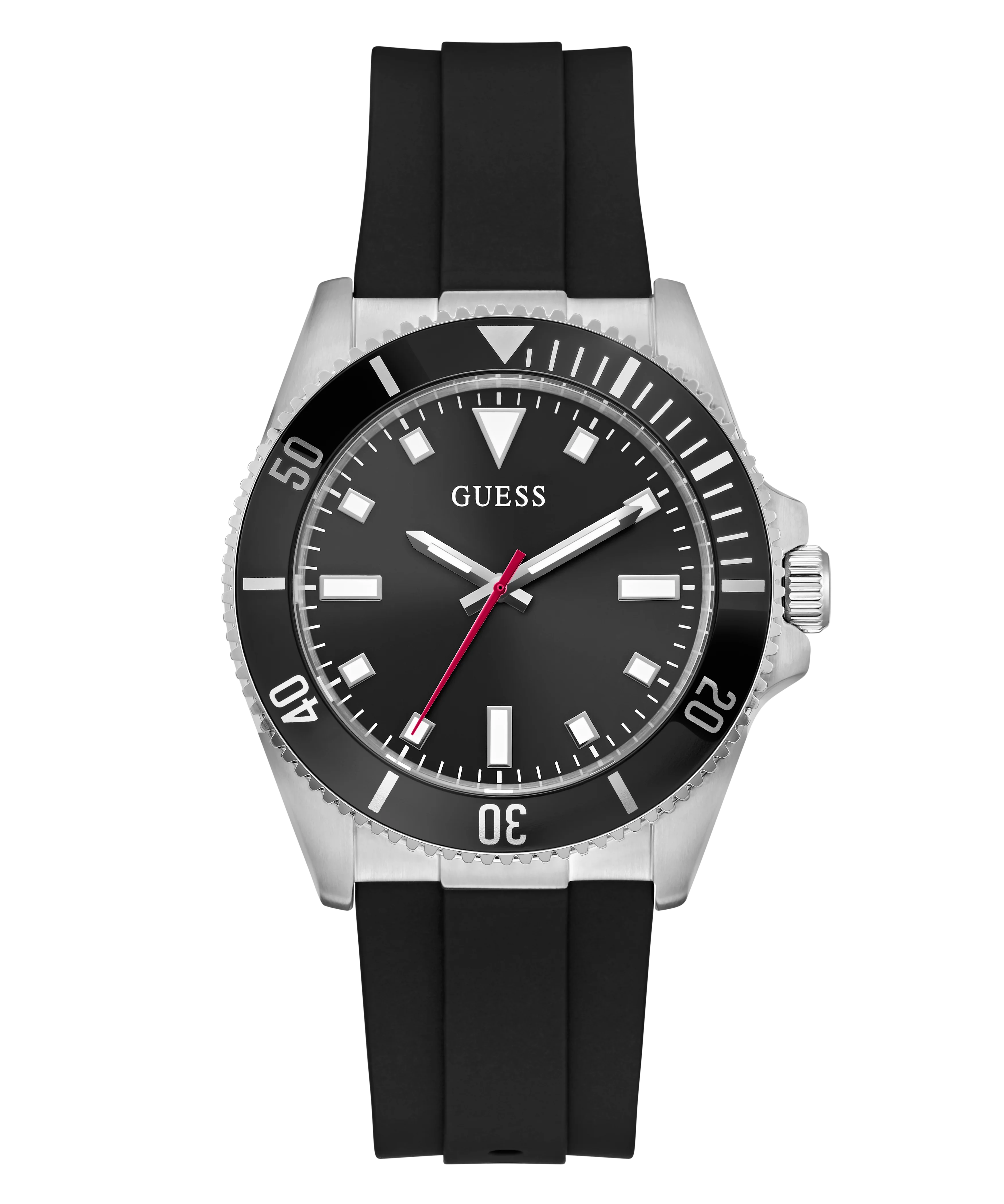 GUESS Mens Black Silver Tone Analog Watch - Image 4