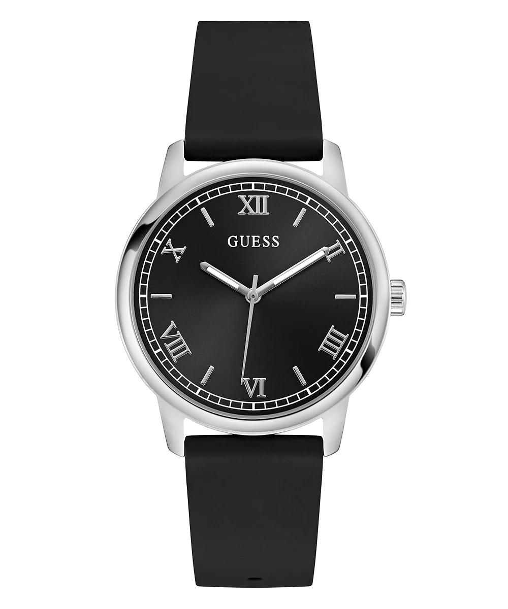 GUESS Mens Black Silver Tone Analog Watch - Image 4