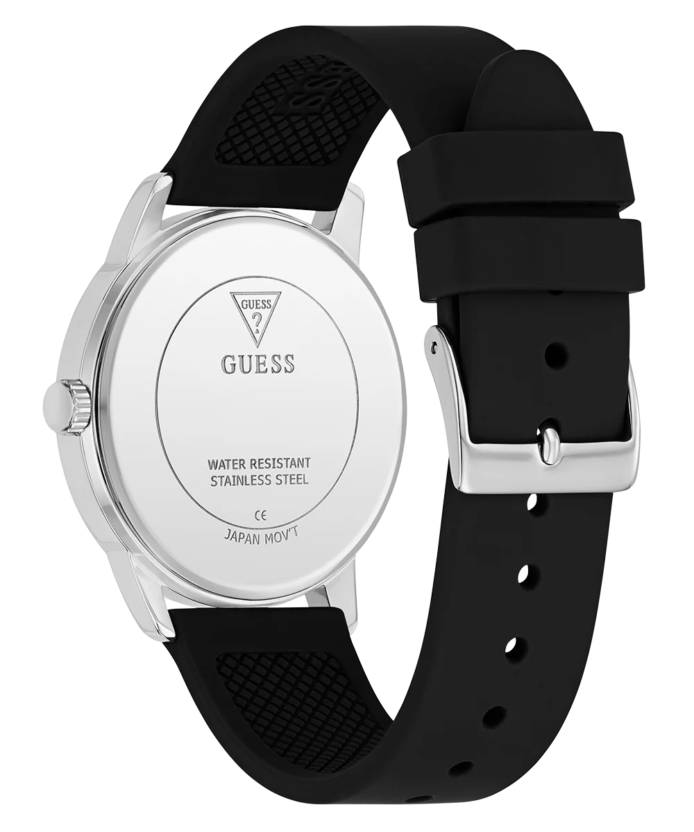 GUESS Mens Black Silver Tone Analog Watch - Image 7