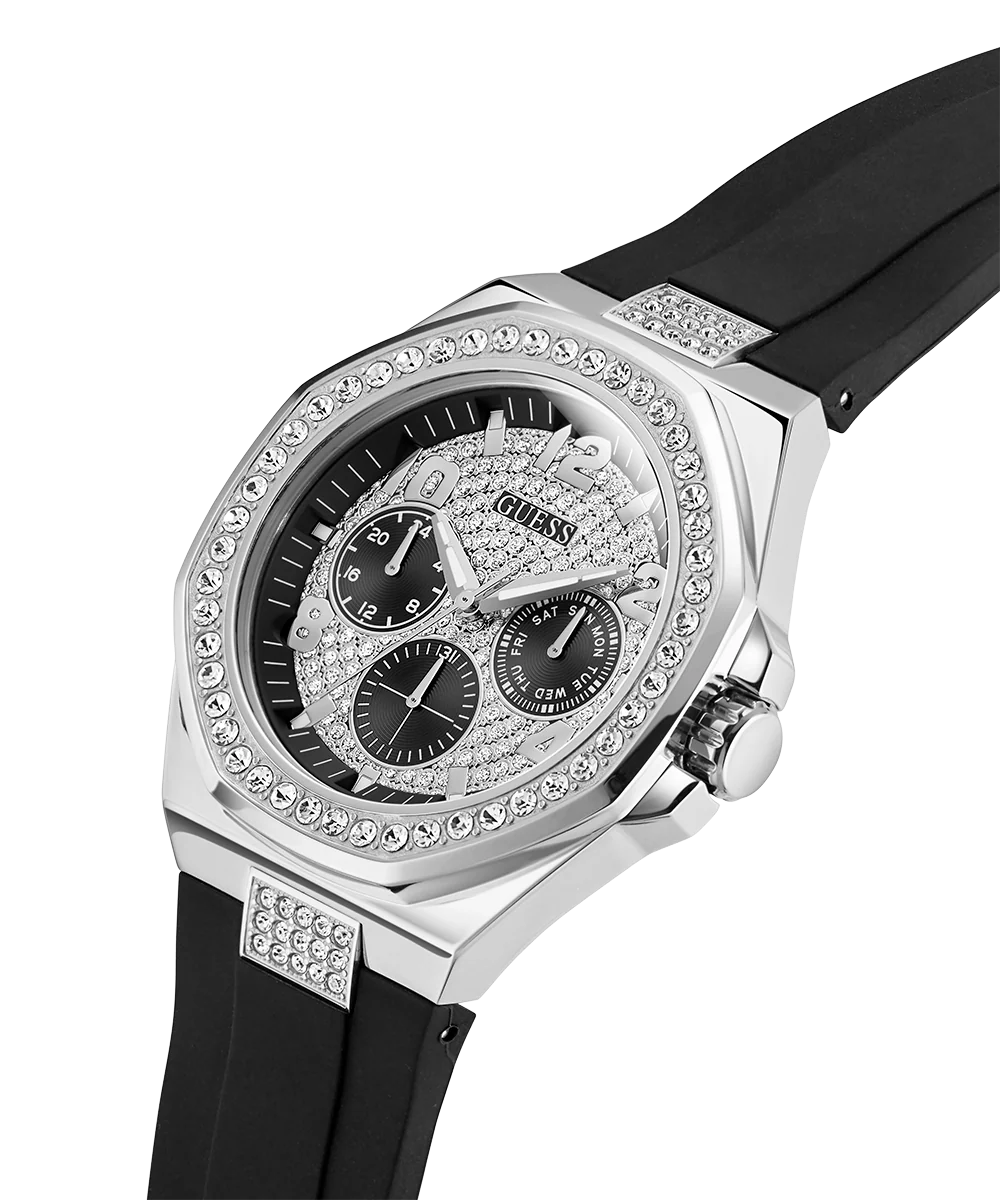 GUESS Mens Black Silver Tone Analog Watch - Image 2