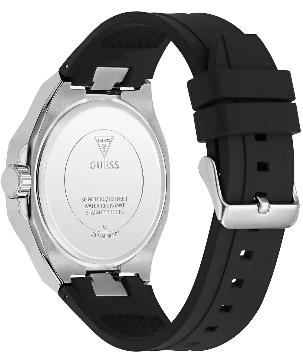 GUESS Mens Black Silver Tone Analog Watch - Image 7