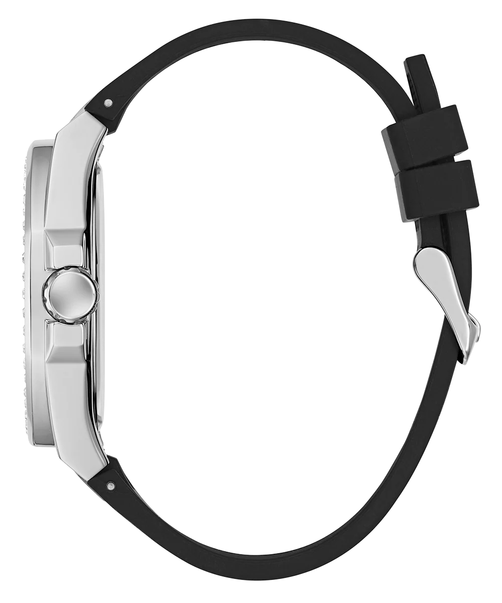 GUESS Mens Black Silver Tone Analog Watch - Image 8