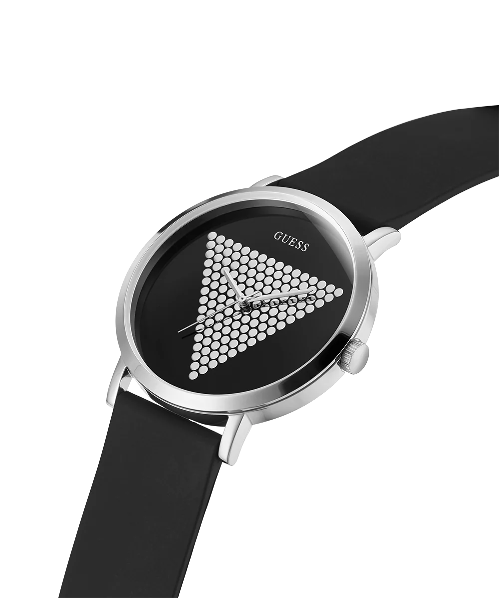 GUESS Mens Black Silver Tone Analog Watch - Image 2