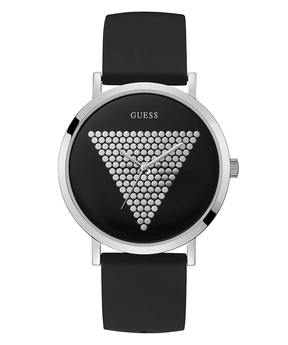 GUESS Mens Black Silver Tone Analog Watch - Image 3