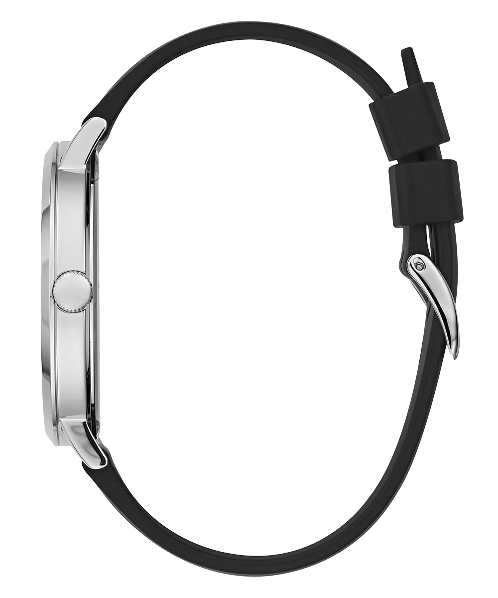 GUESS Mens Black Silver Tone Analog Watch - Image 4