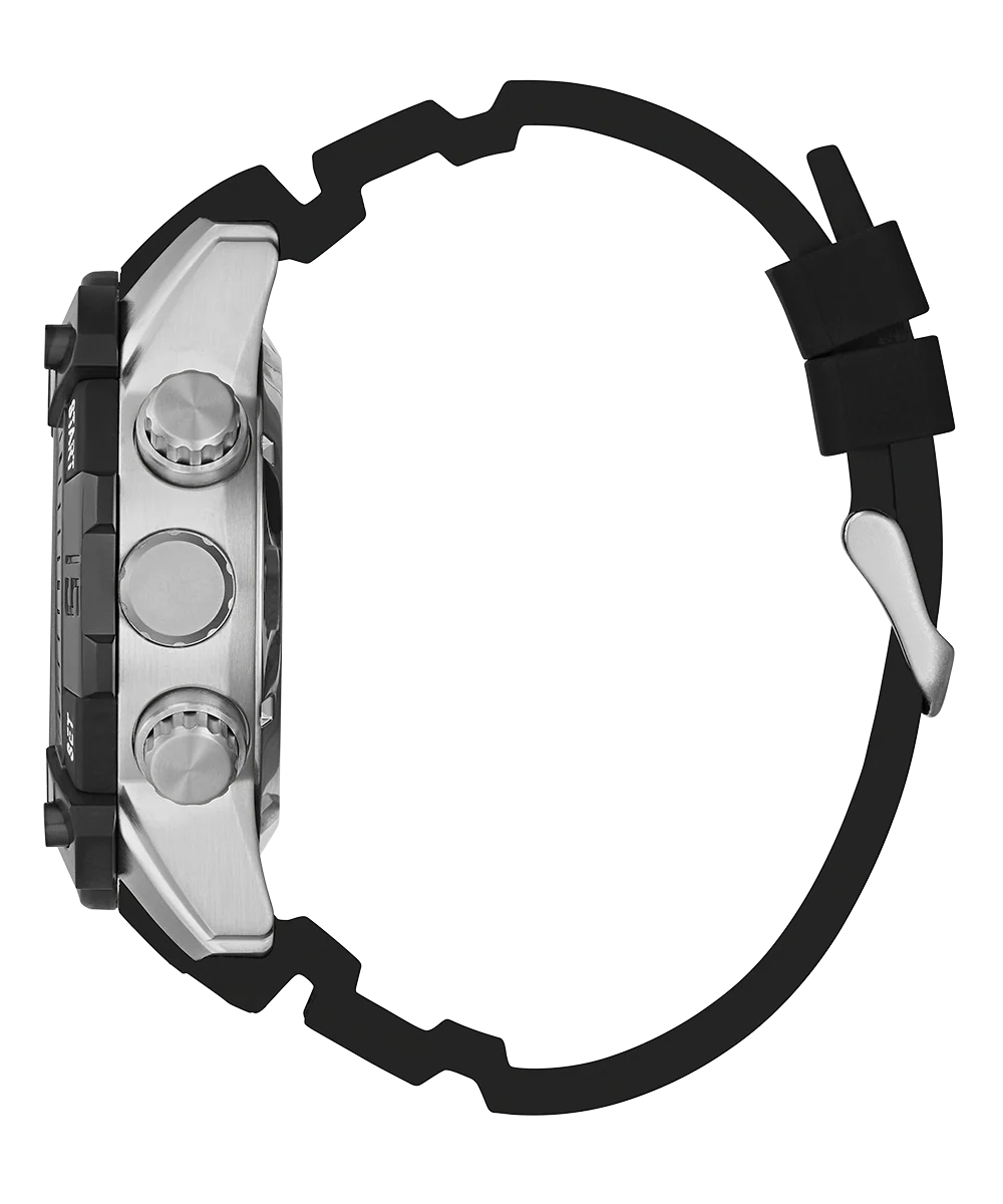 GUESS Mens Black Silver Tone Digital Watch - Image 4