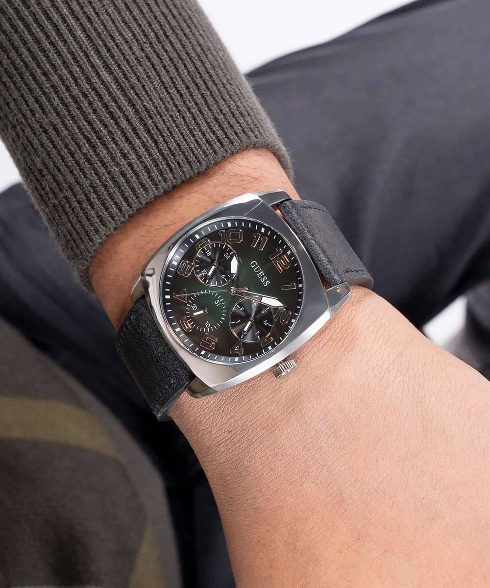 GUESS Mens Black Silver Tone Multi-function Watch - Image 5