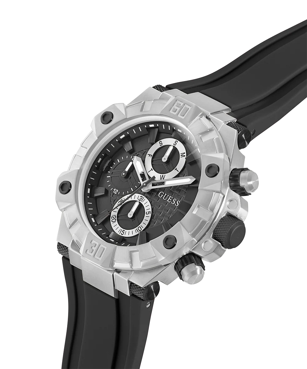 GUESS Mens Black Silver Tone Multi-function Watch - Image 2
