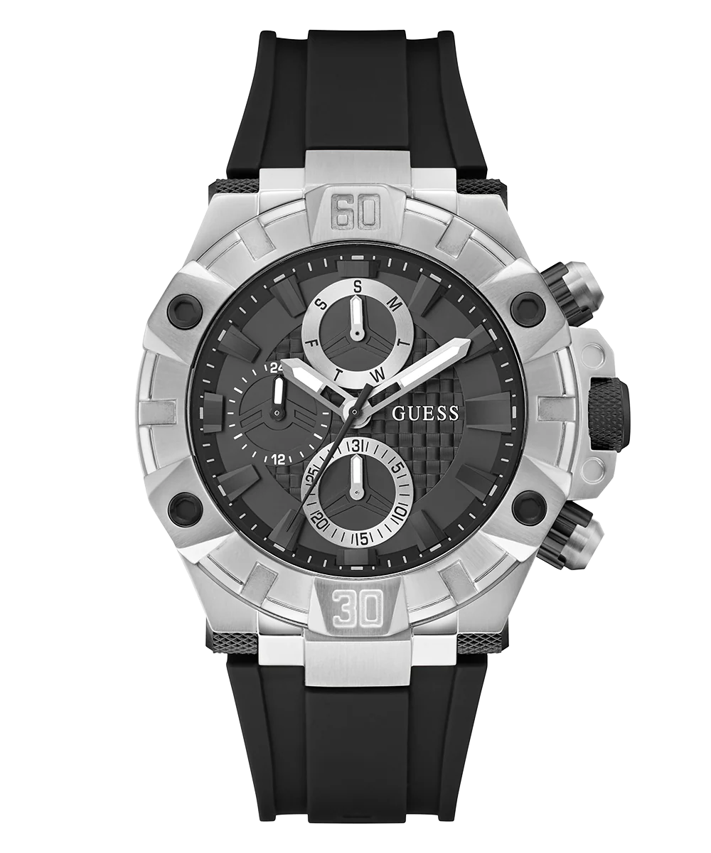 GUESS Mens Black Silver Tone Multi-function Watch - Image 4