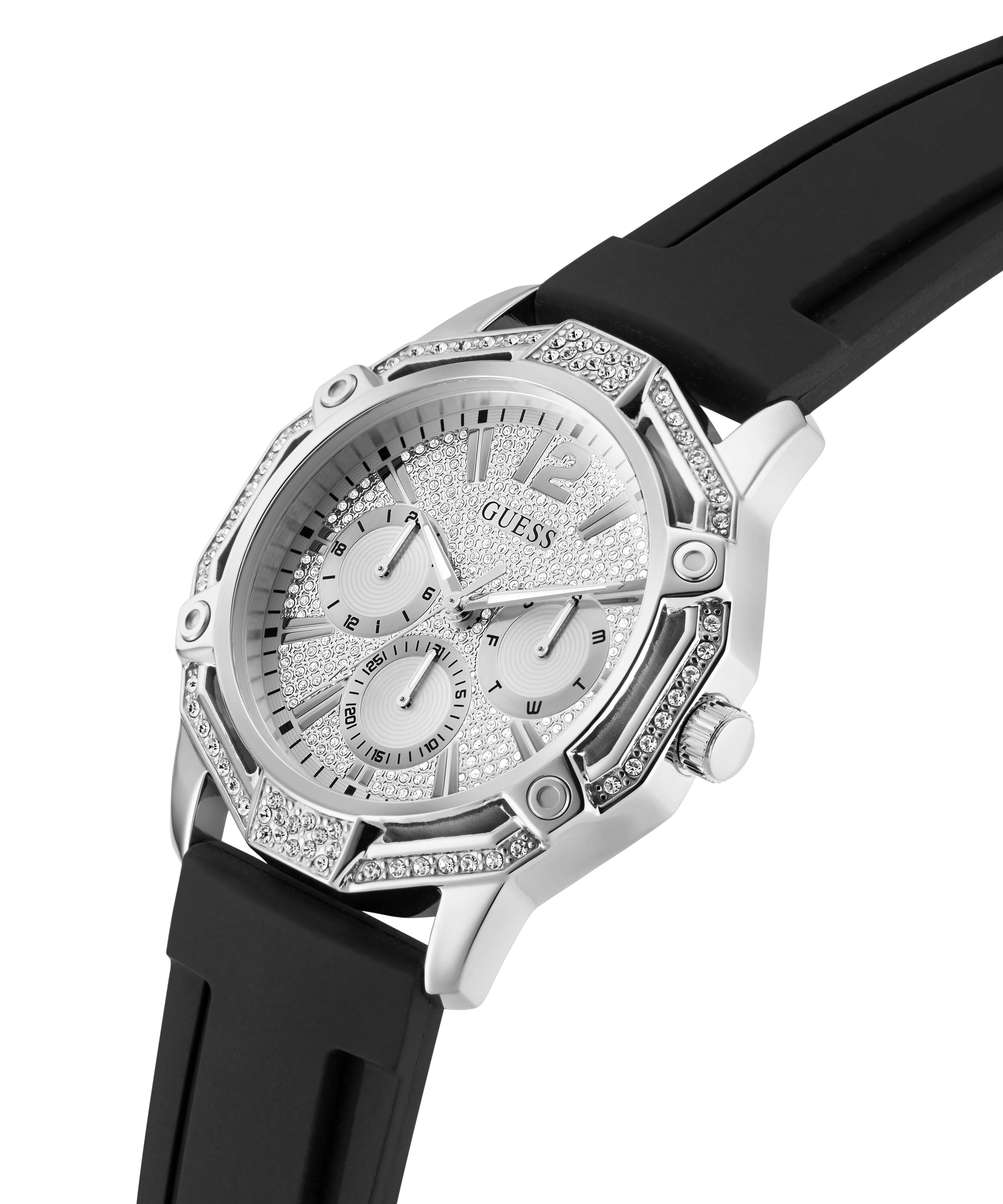 GUESS Mens Black Silver Tone Multi-function Watch - Image 2