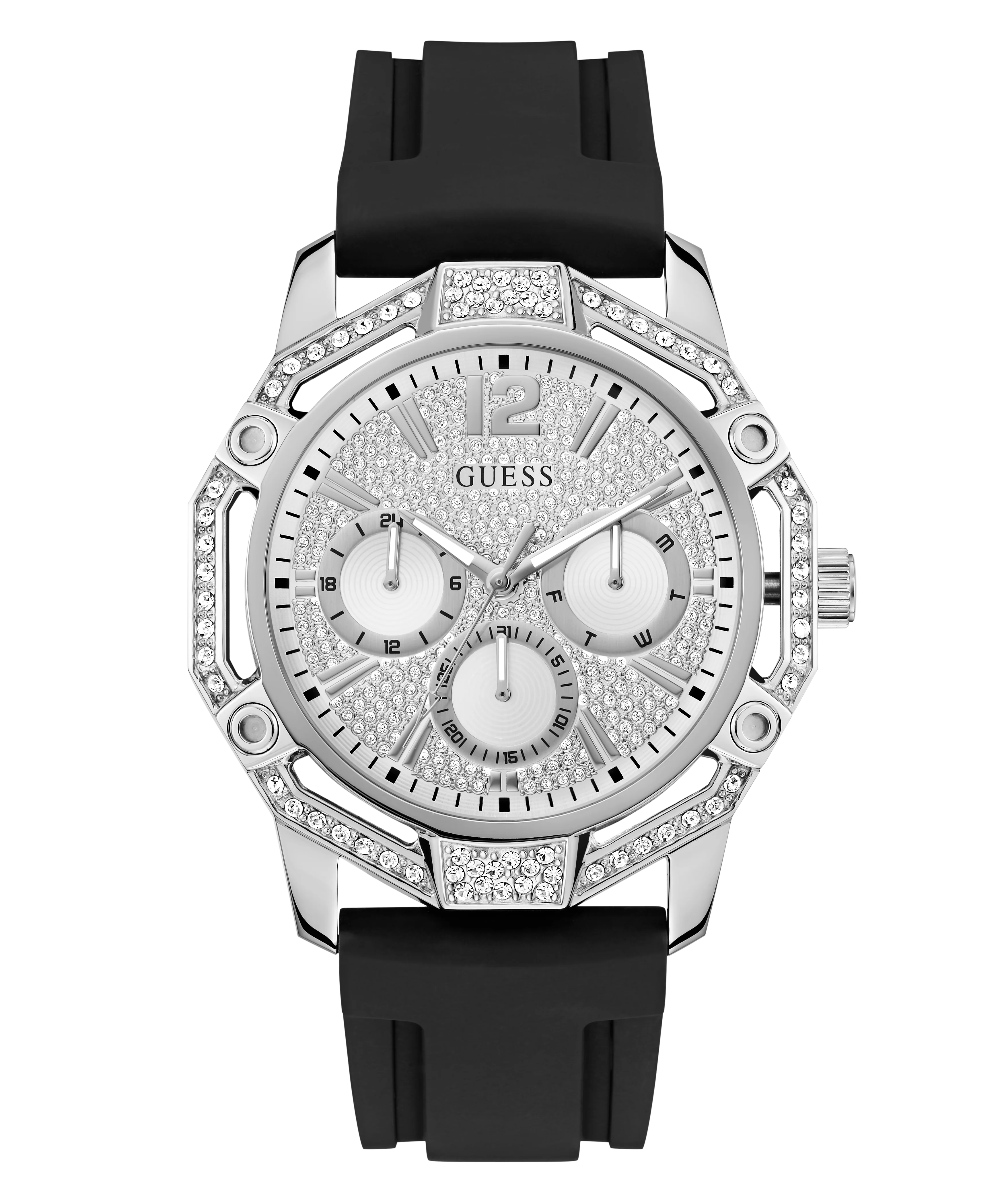 GUESS Mens Black Silver Tone Multi-function Watch - Image 3