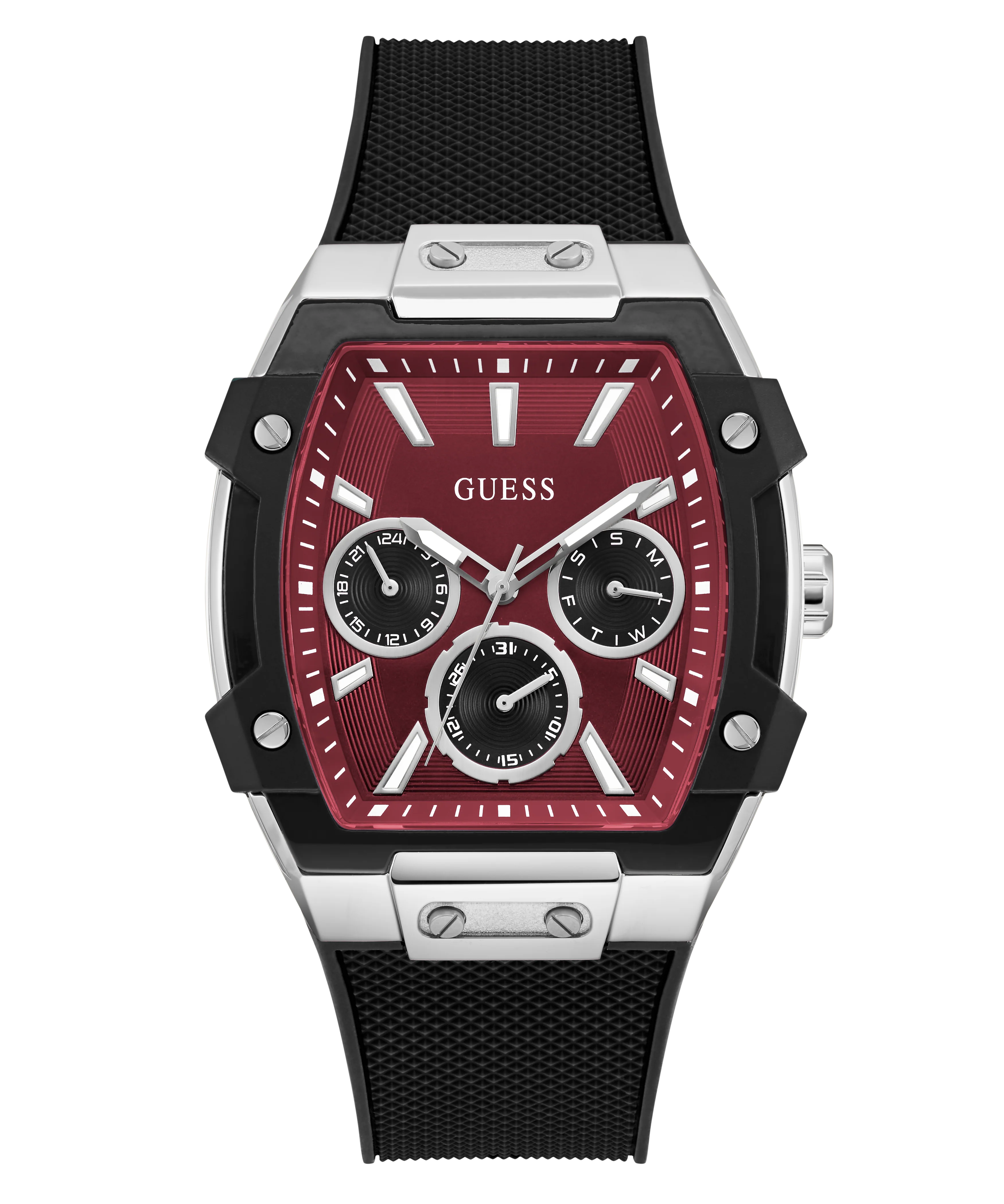 GUESS Mens Black Silver Tone Multifunction Watch - Image 5