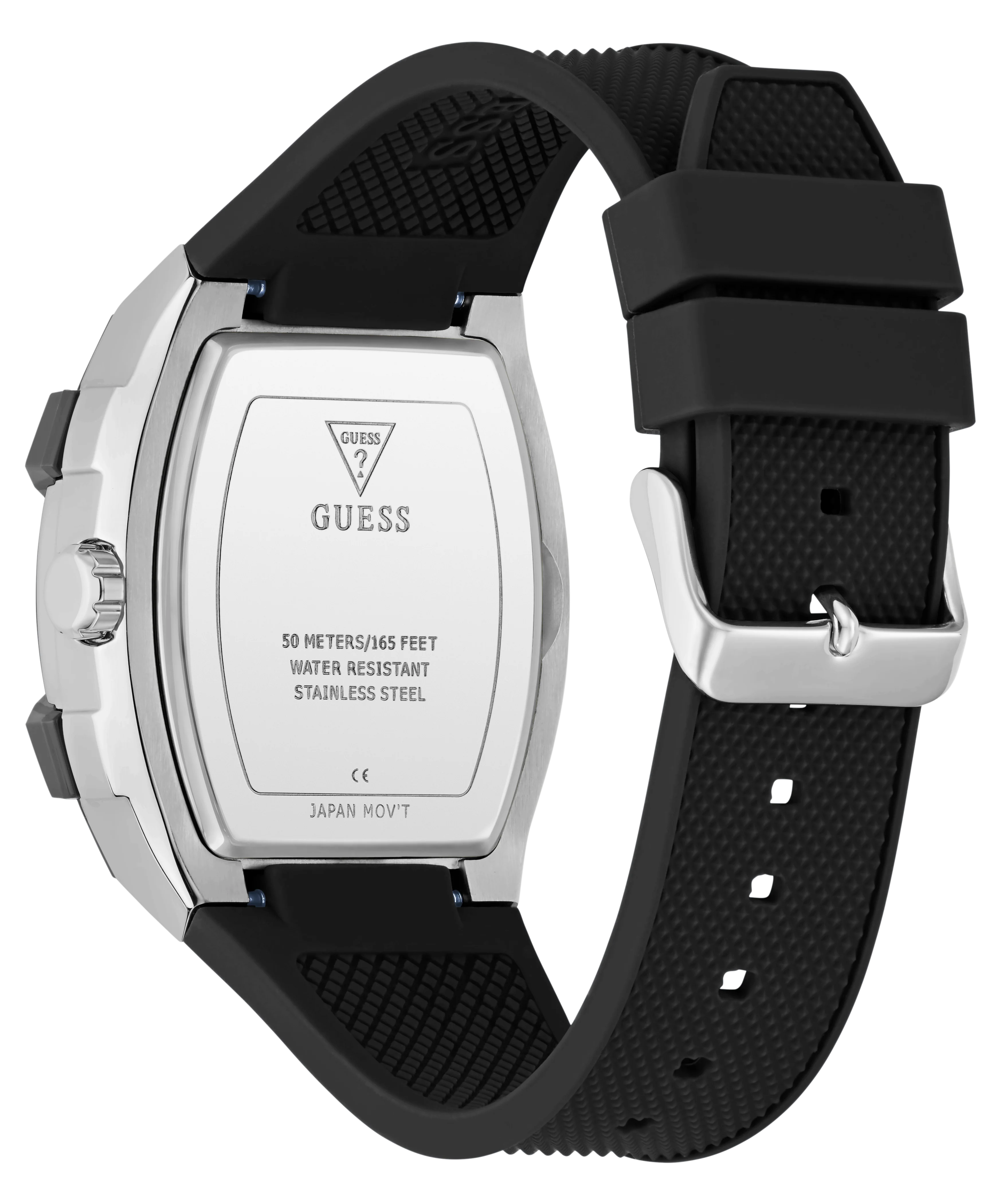 GUESS Mens Black Silver Tone Multifunction Watch - Image 7