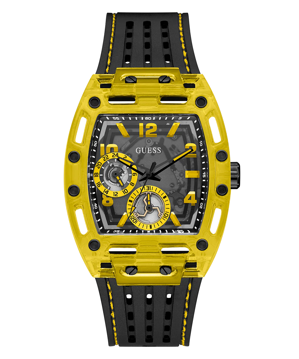 GUESS Mens Black Yellow Multi-function Watch - Image 3