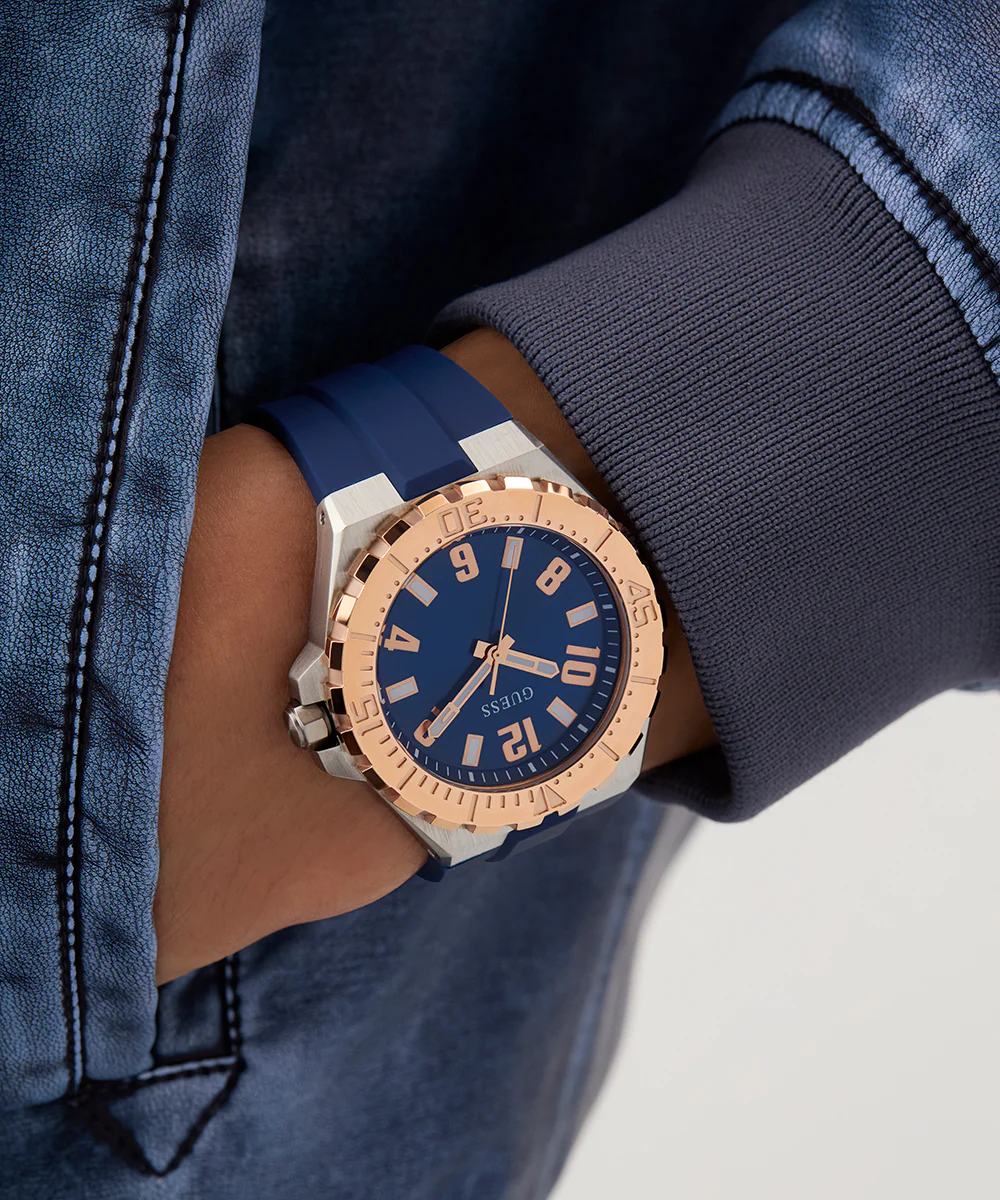 GUESS Mens Blue 2-Tone Analog Watch - Image 3