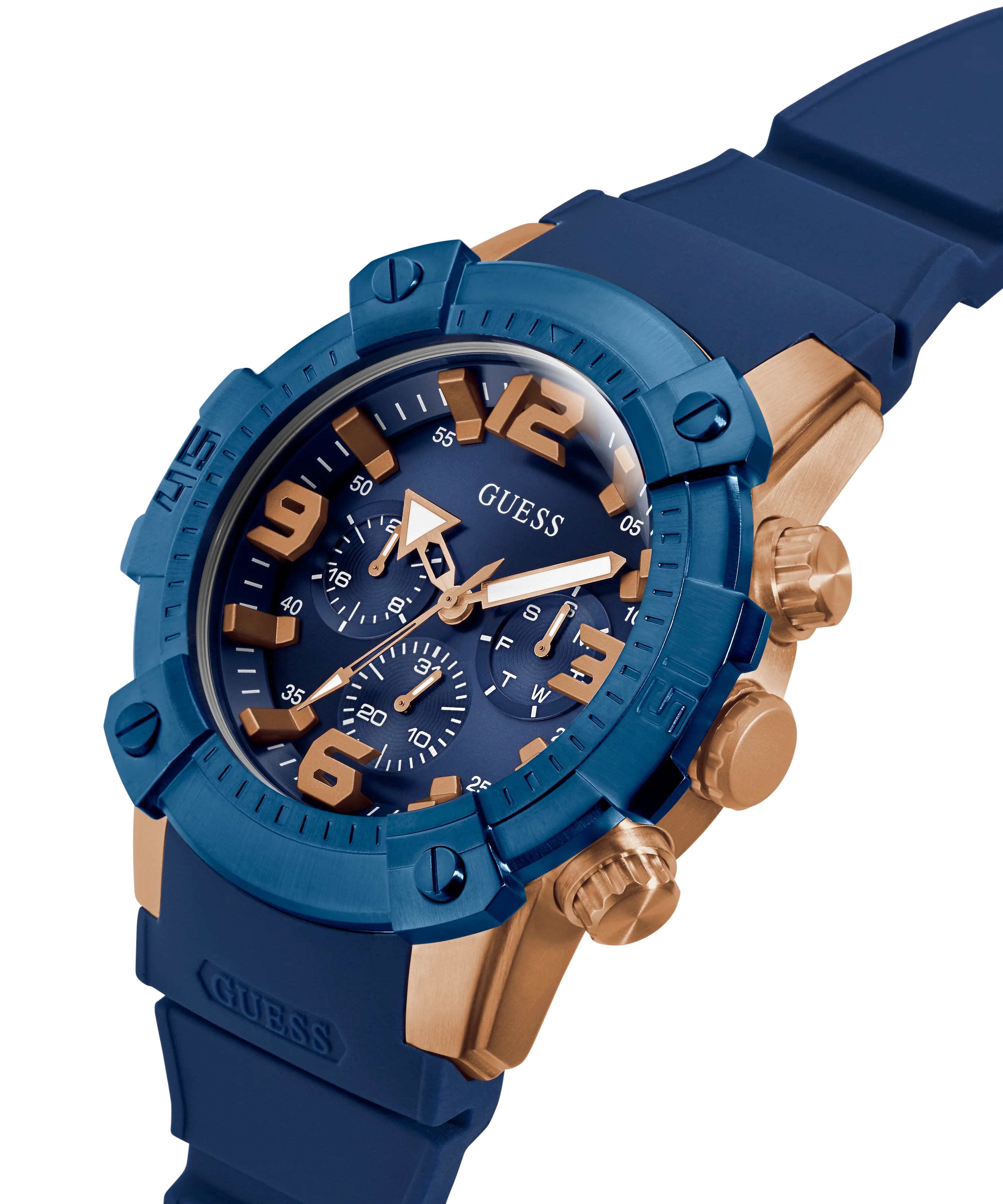 GUESS Mens Blue 2-Tone Multi-function Watch - Image 2