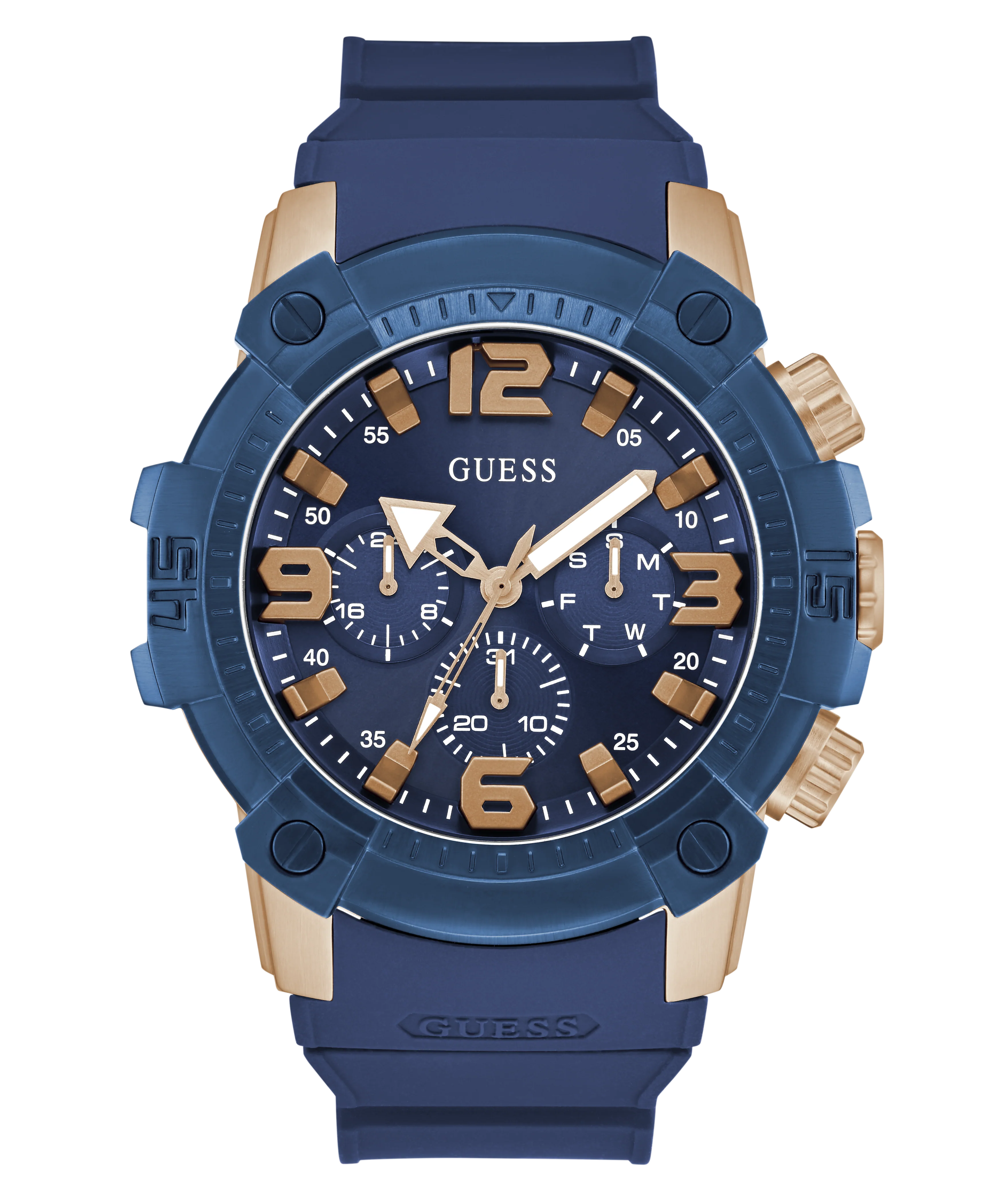 GUESS Mens Blue 2-Tone Multi-function Watch - Image 4