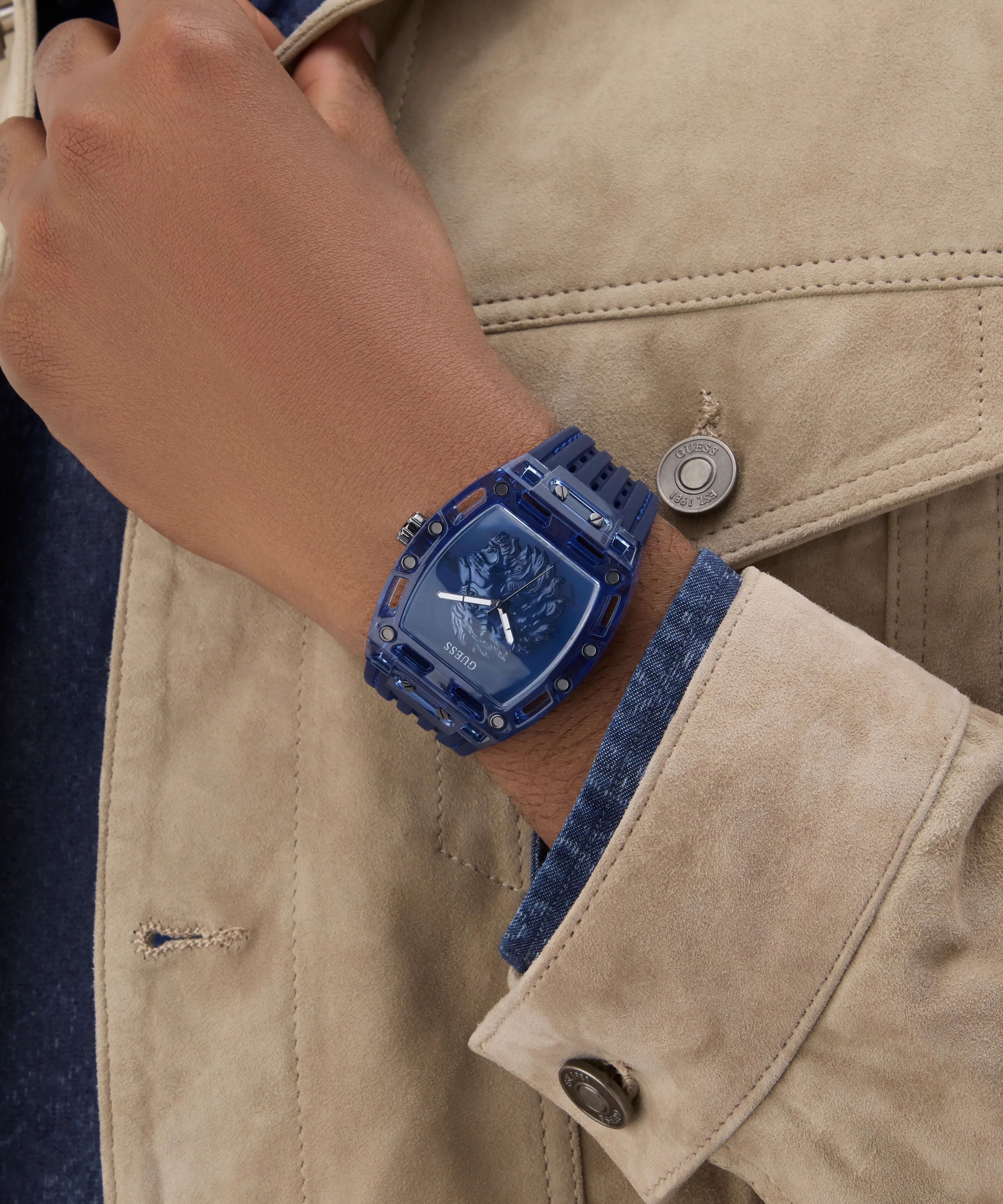 GUESS Mens Blue Analog Watch - Image 2