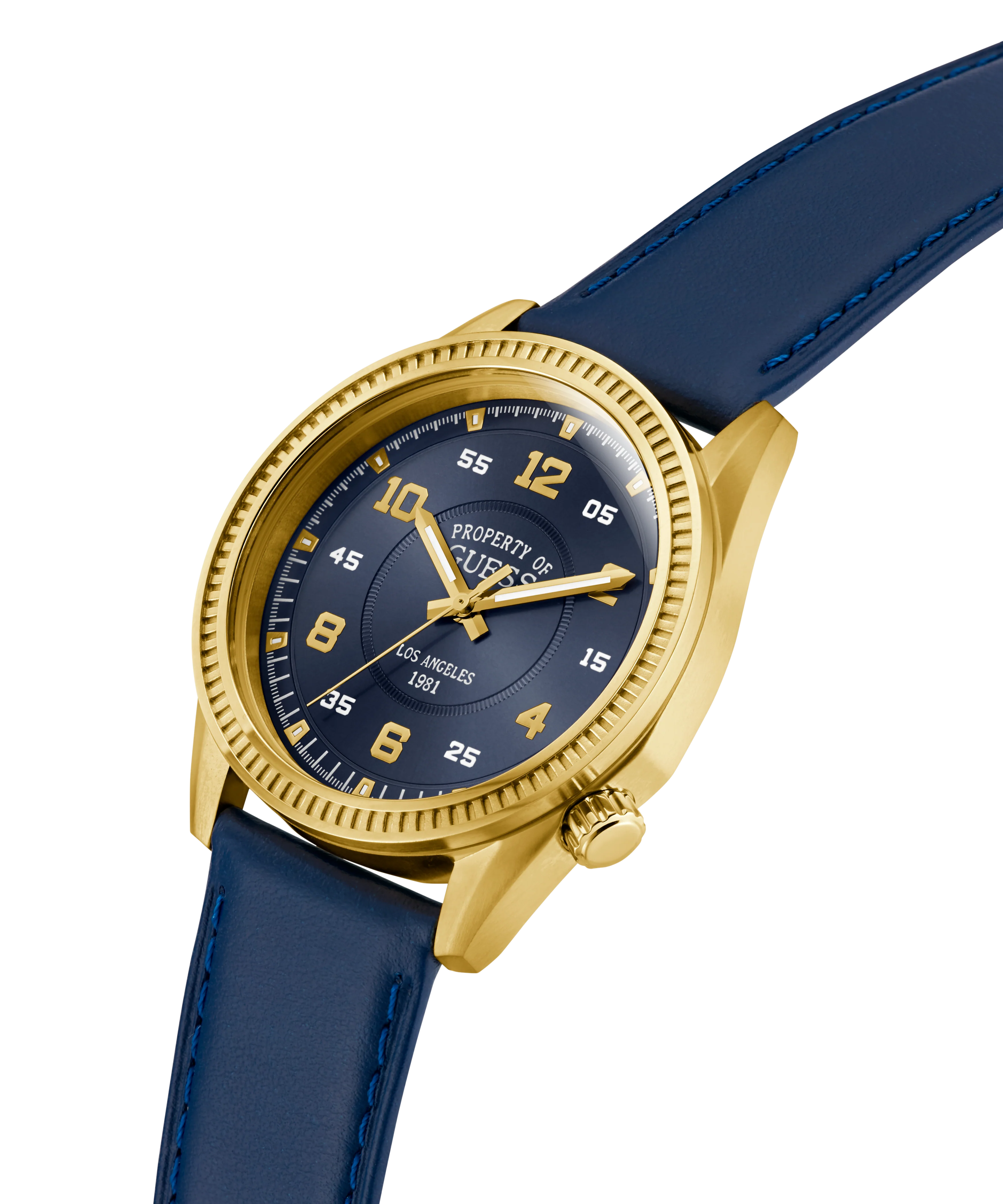 GUESS Mens Blue Gold Tone Analog Watch - Image 2