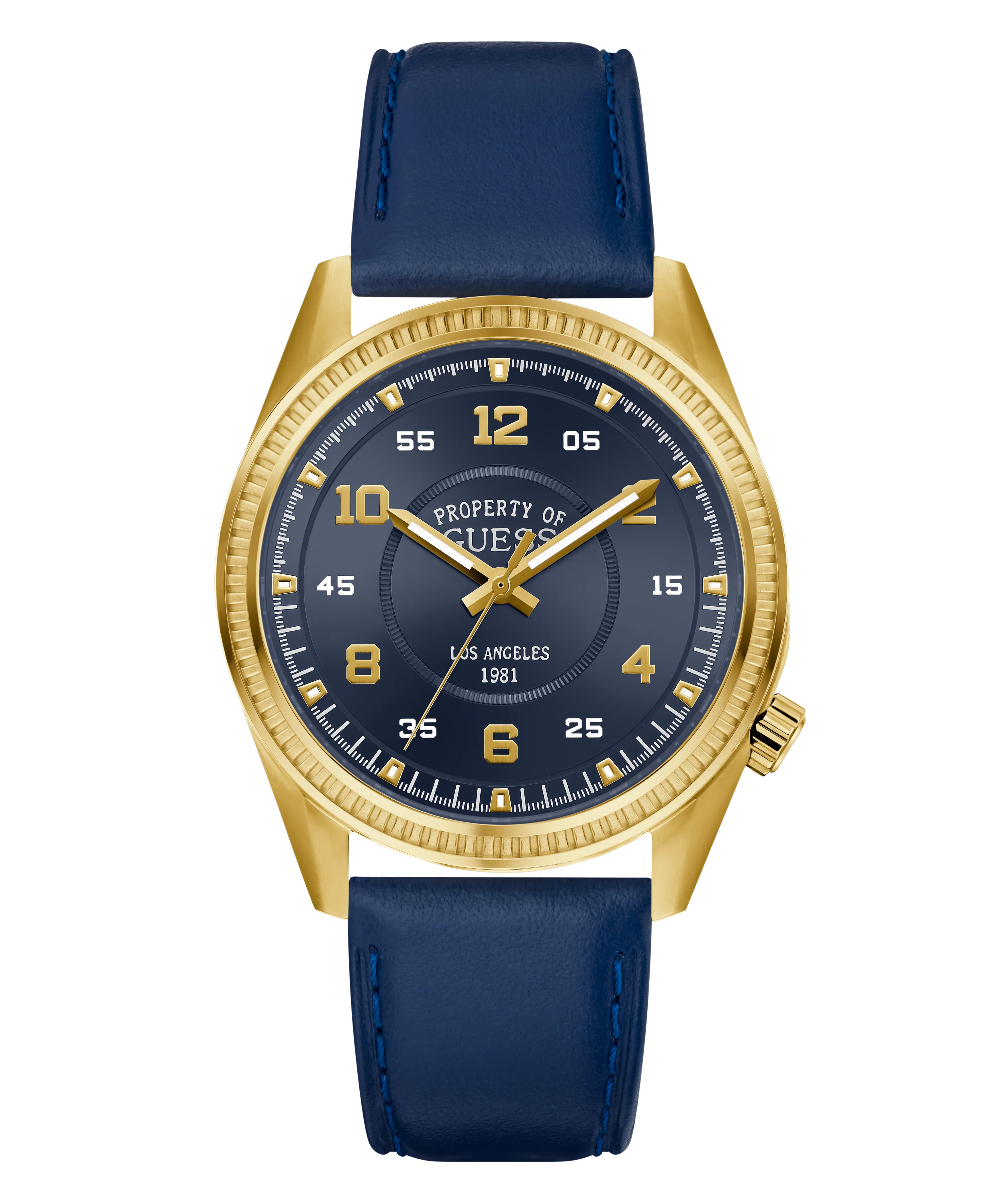 GUESS Mens Blue Gold Tone Analog Watch - Image 3
