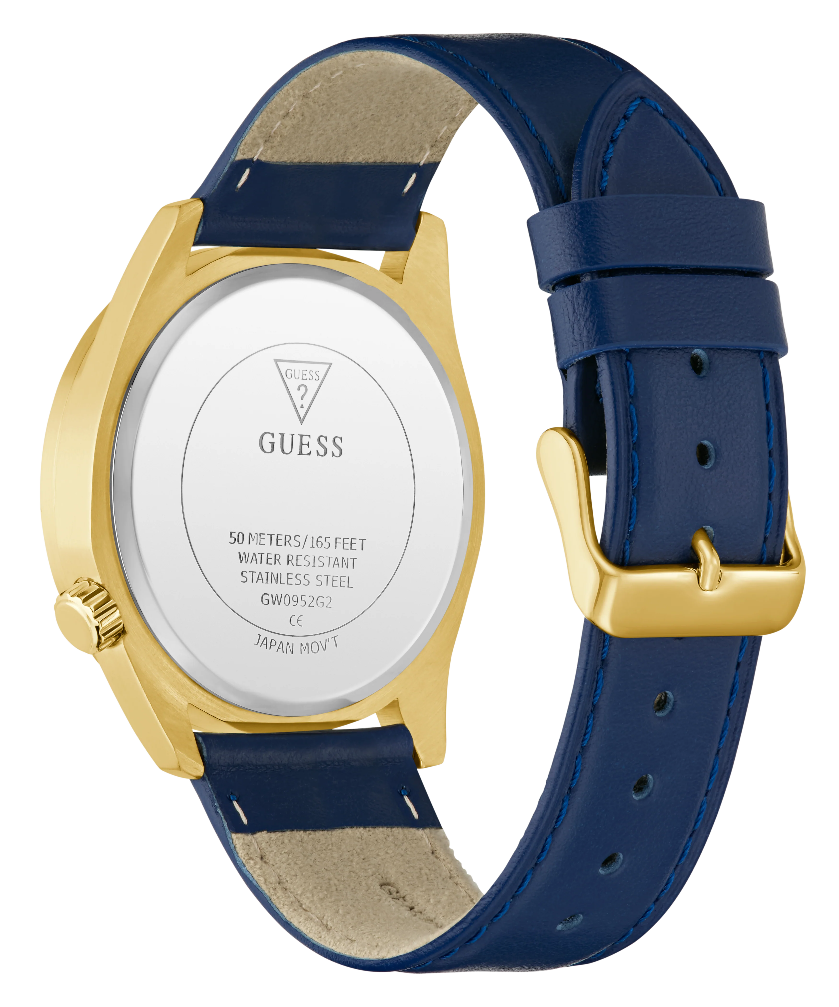 GUESS Mens Blue Gold Tone Analog Watch - Image 4