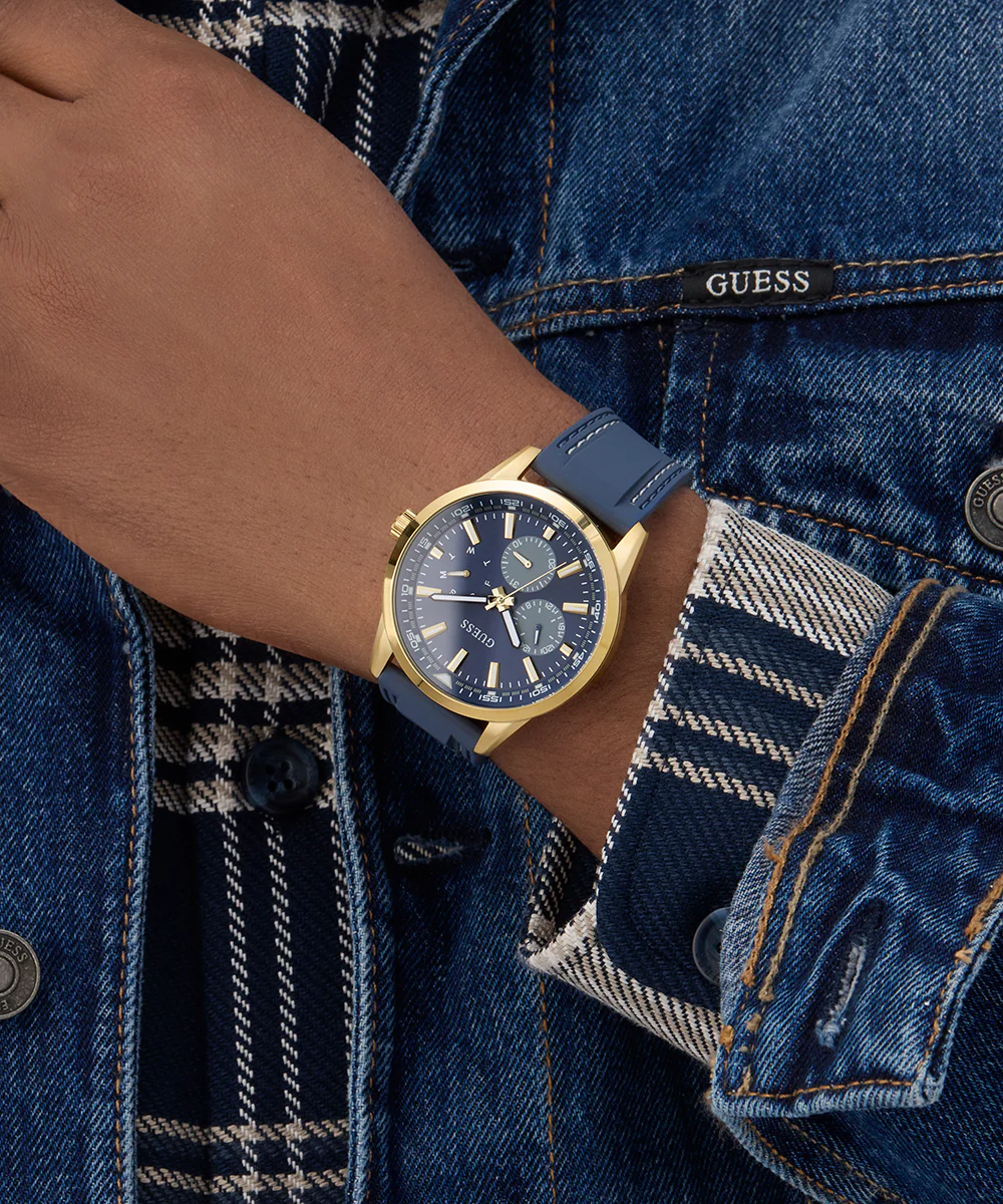 GUESS Mens Blue Gold Tone Multi-function Watch - Image 2